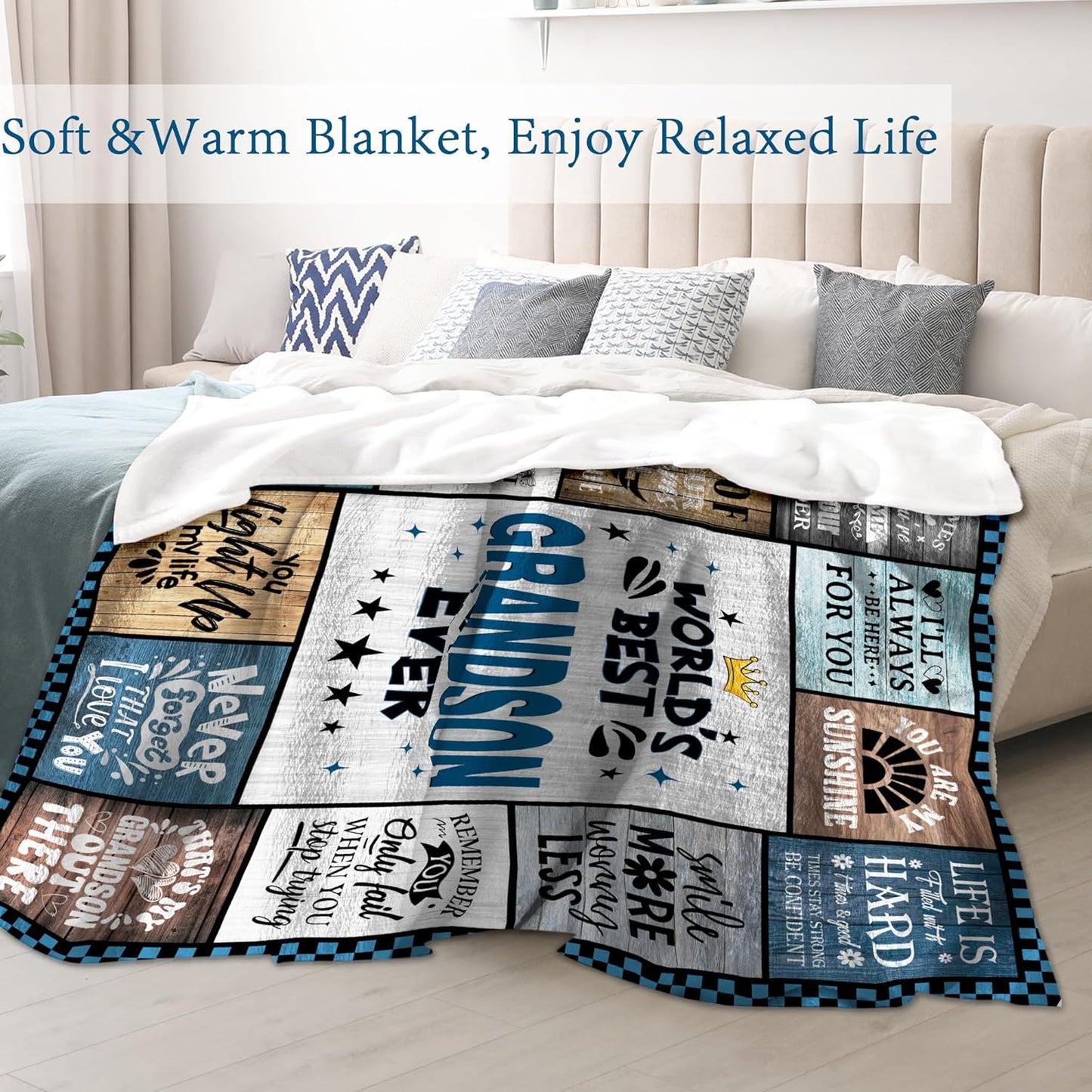 Grandson Gifts from Grandma Grandpa, Gifts for Grandson, Grandson Birthday Gifts, Grandson, Grandson Gifts for Fathers Day, Grandson Blanket 60X50”