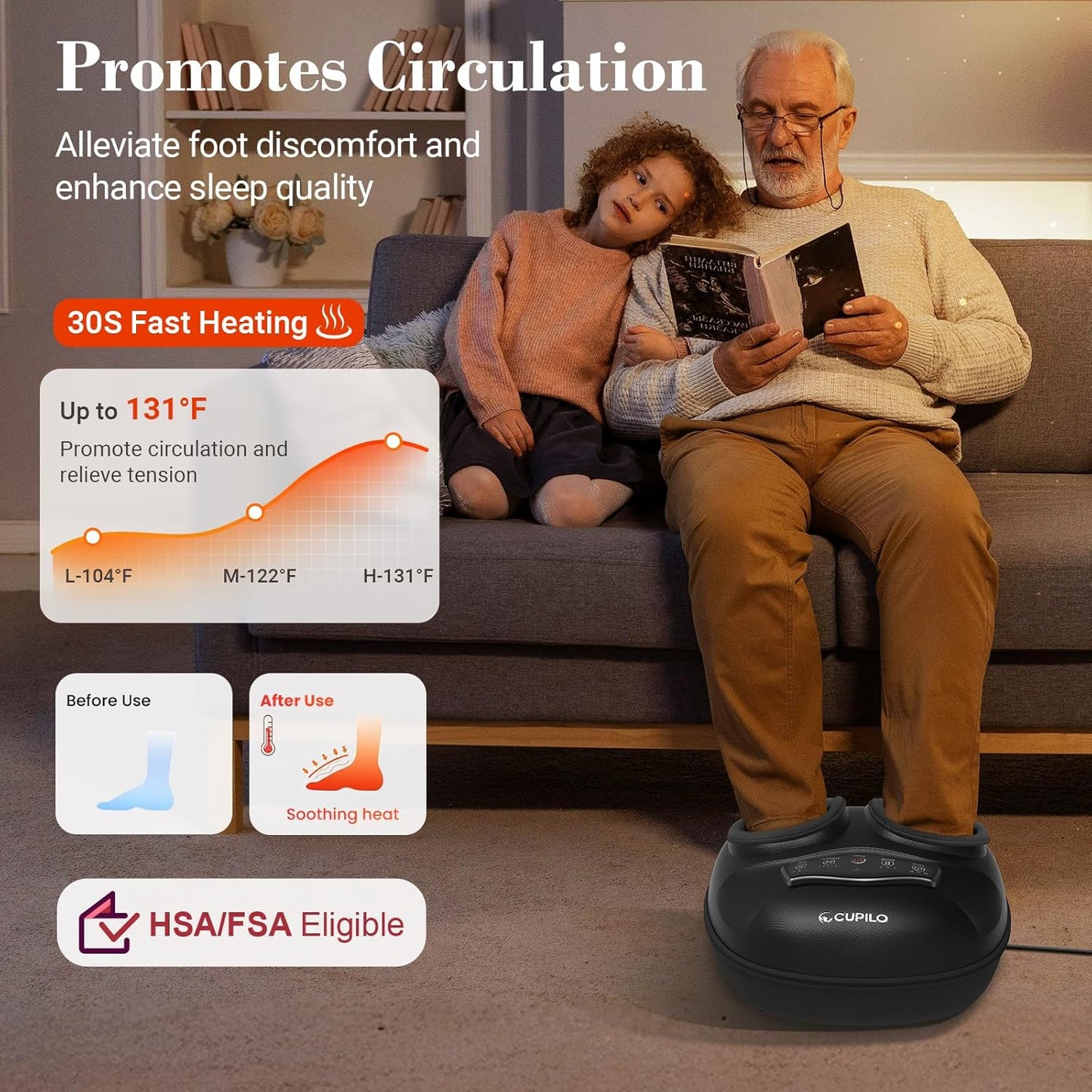 FSA Foot Massager with Heat - HSA Eligible, Feet Massager for Plantar Fasciitis & Neuropathy, Shiatsu Deep Kneading for Foot Pain Relief, Gifts for Women Mom