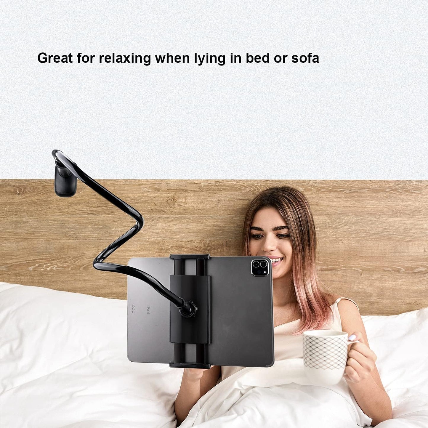 Gooseneck Tablet Holder Stand, Kindle Holder for Bed 33in Flexible Long Arm Clamp Clip Mount for iPad, iPhone, Switch, Galaxy Tabs, Kindle Fire, Phone 4.7''-11'' Tablet Devices