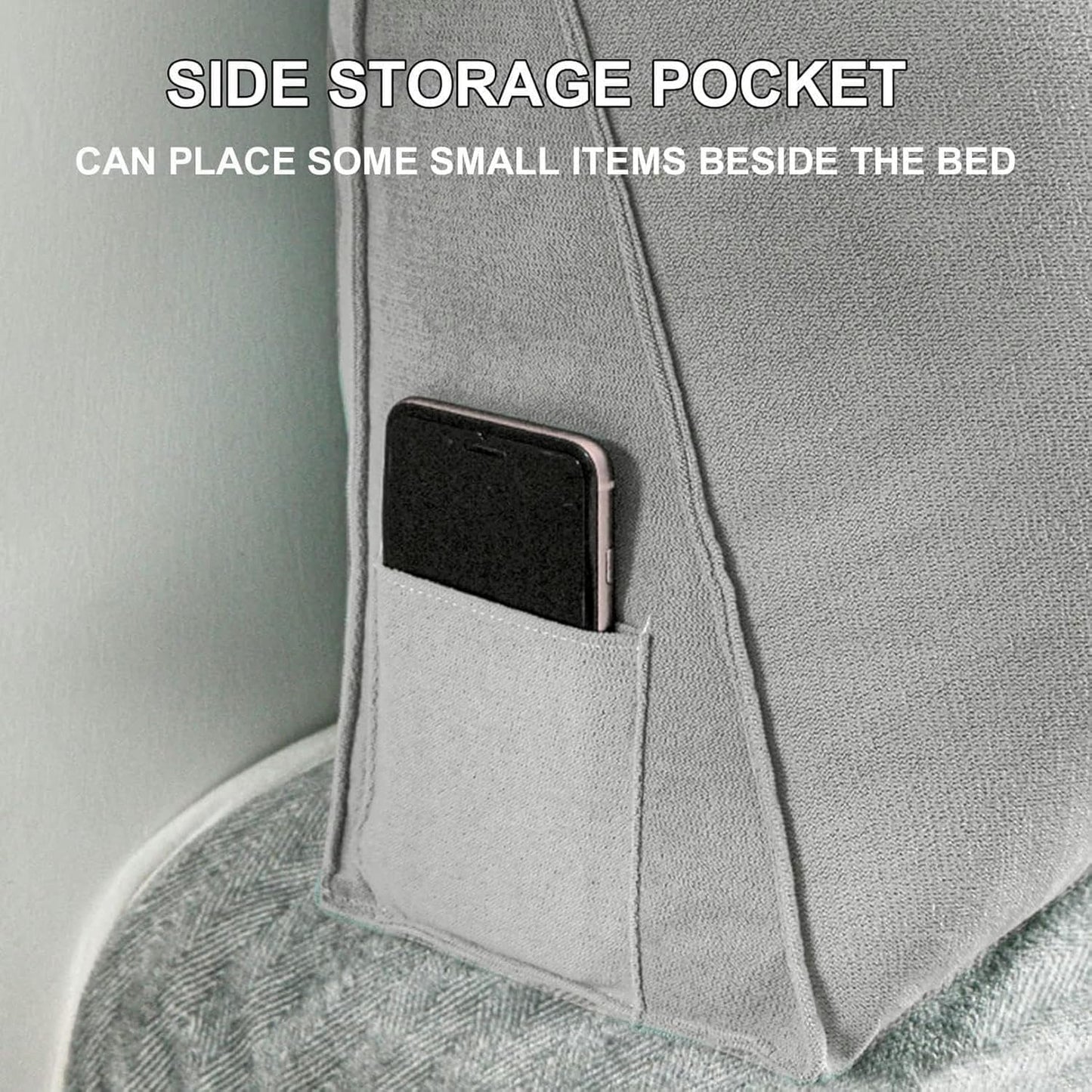 Triangular Headboard Pillow, Large Wedge Reading Pillow Back Positioning Support Long Cushion, Bed Back Support Rectangular Pillow for Reading and Playing in Bed Sofa Bed Backrest