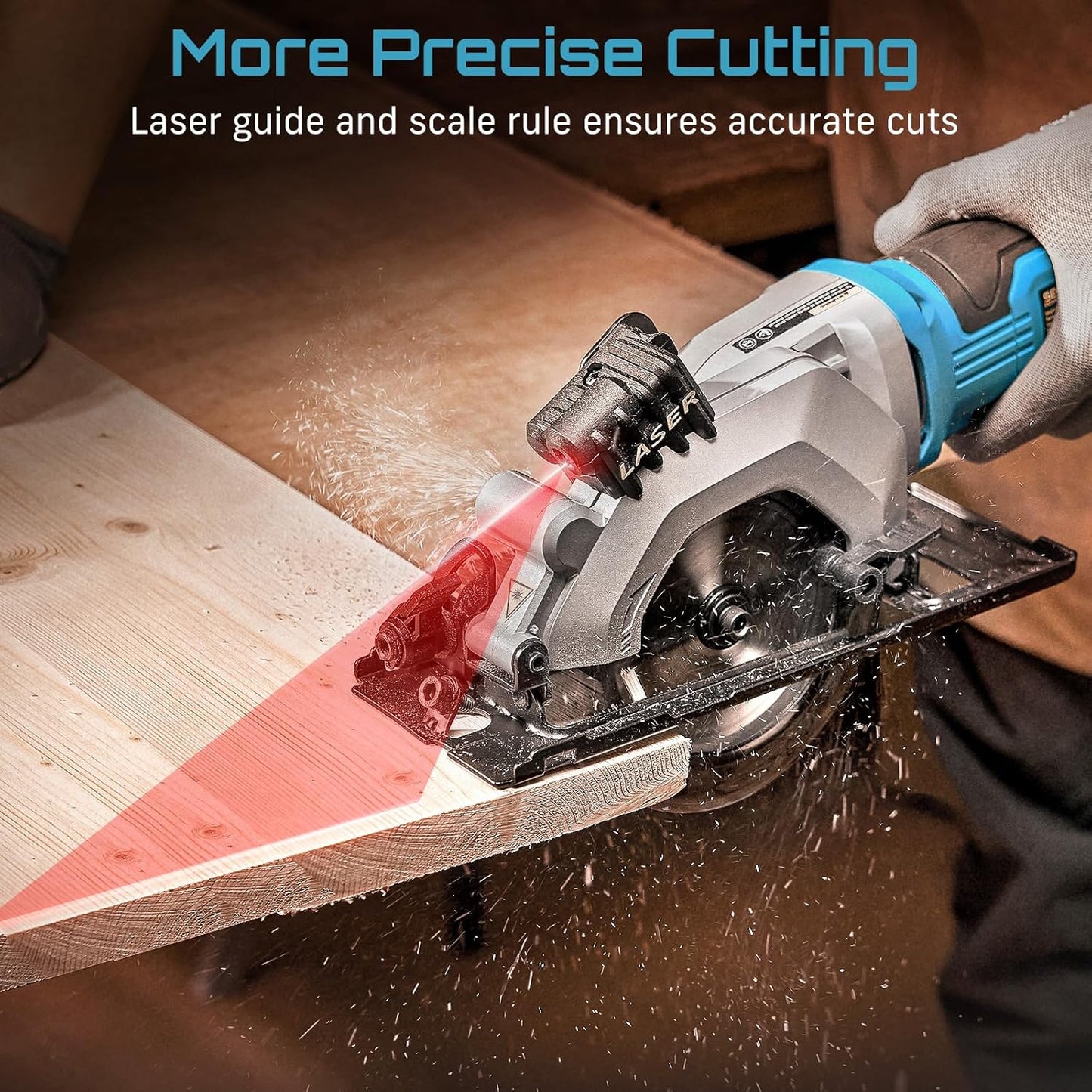 Seesii Mini Circular Saw with Laser Guide,4.8A 4000 RPM Compact Corded Circular Saw with Rip Guide,3 Blades (4-1/2") for Wood,Soft Metal,Tile,Plastic Cutting,Max Cut Depth 1-11/16"(90°),1-1/8" (45°)