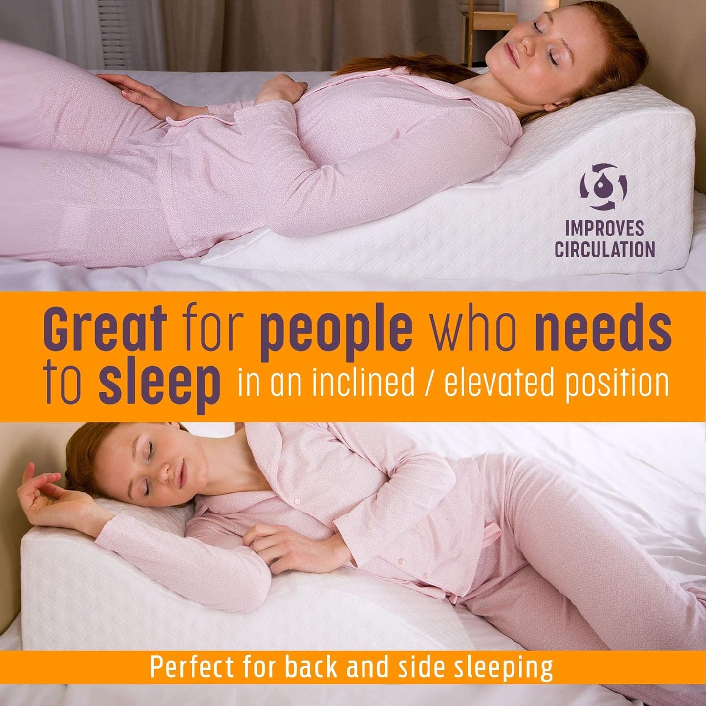 Aeris Wedge Pillow for Sleeping and Nighttime Comfort, Memory Foam Bed Wedge for Post Surgery Recovery, Incline Cushion for Snoring and Stomach Acid, Breathable Viscose Cover with Non Slip Base