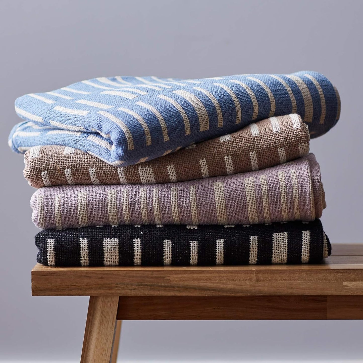 DII Urban Geometric Collection Cotton Throw Blanket, 50x60, Dusty Lilac