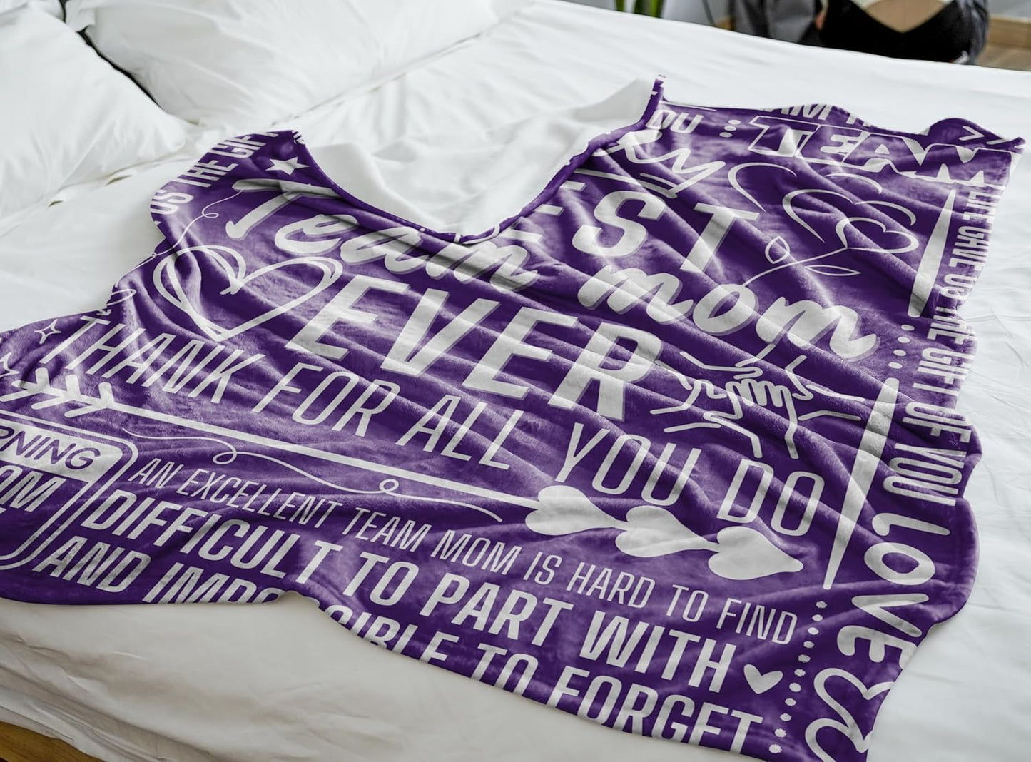 Team Mom Gifts for Women, Flannel Blanket Throw, 65 x 50 inches, Baseball and Soccer Mom Gifts, Purple