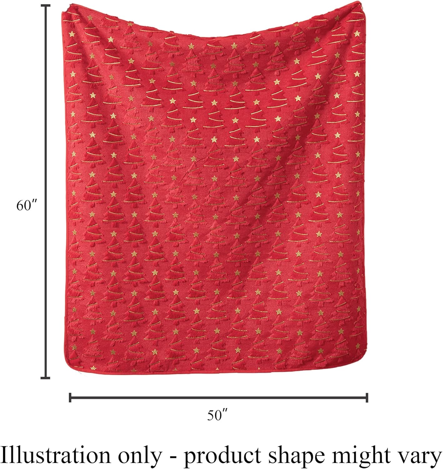 Christmas Tree Throw Blanket with Flannel Backing – Soft Decorative Blanket for Couch, Sofa & Bed, Cozy Holiday Blanket for Christmas Decor, Red