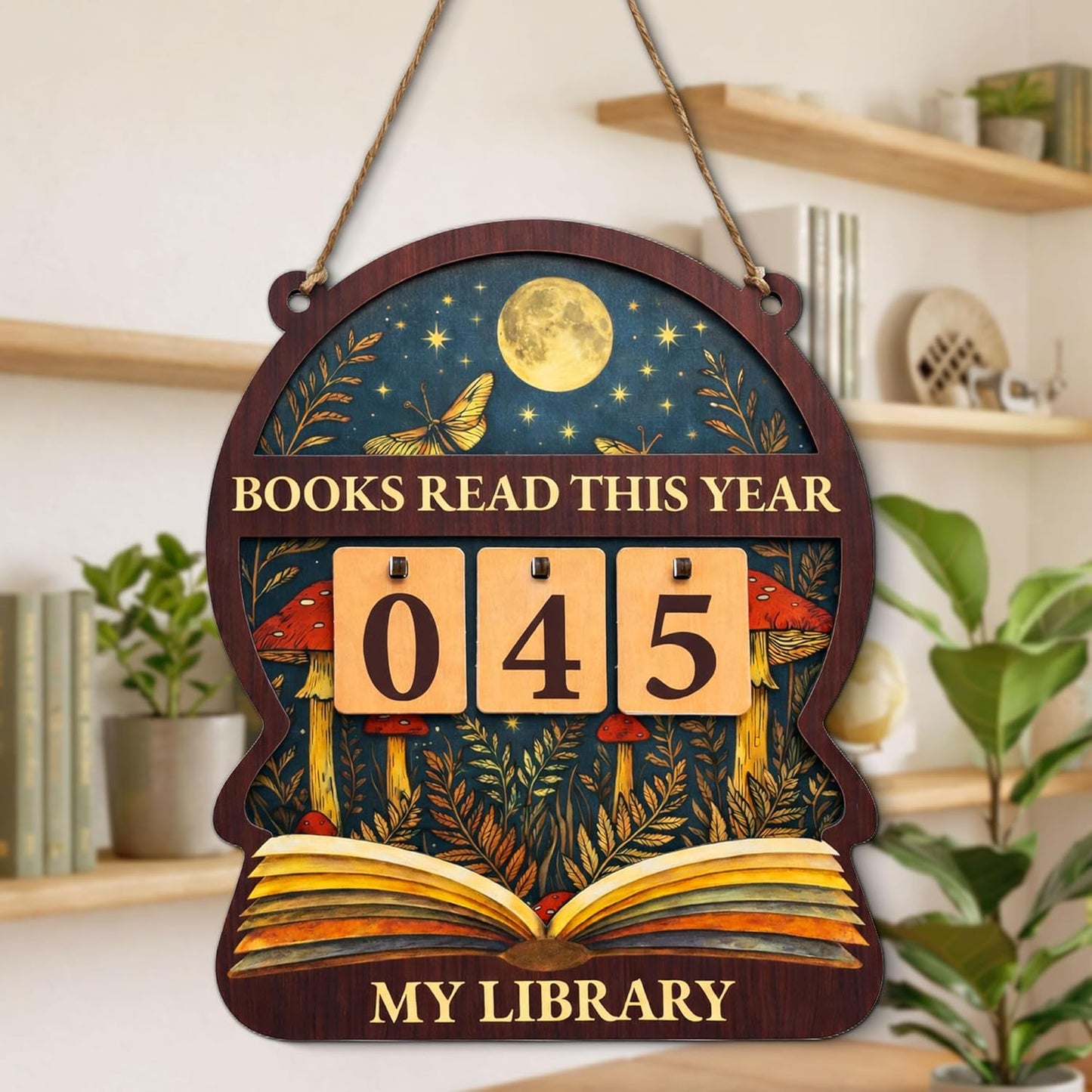 Books Read This Year Counter Sign - Fantasy Reading Tracker Ornament Bookshelf Decor - Bookish Gifts for Women Book Lovers Readers Bookworms