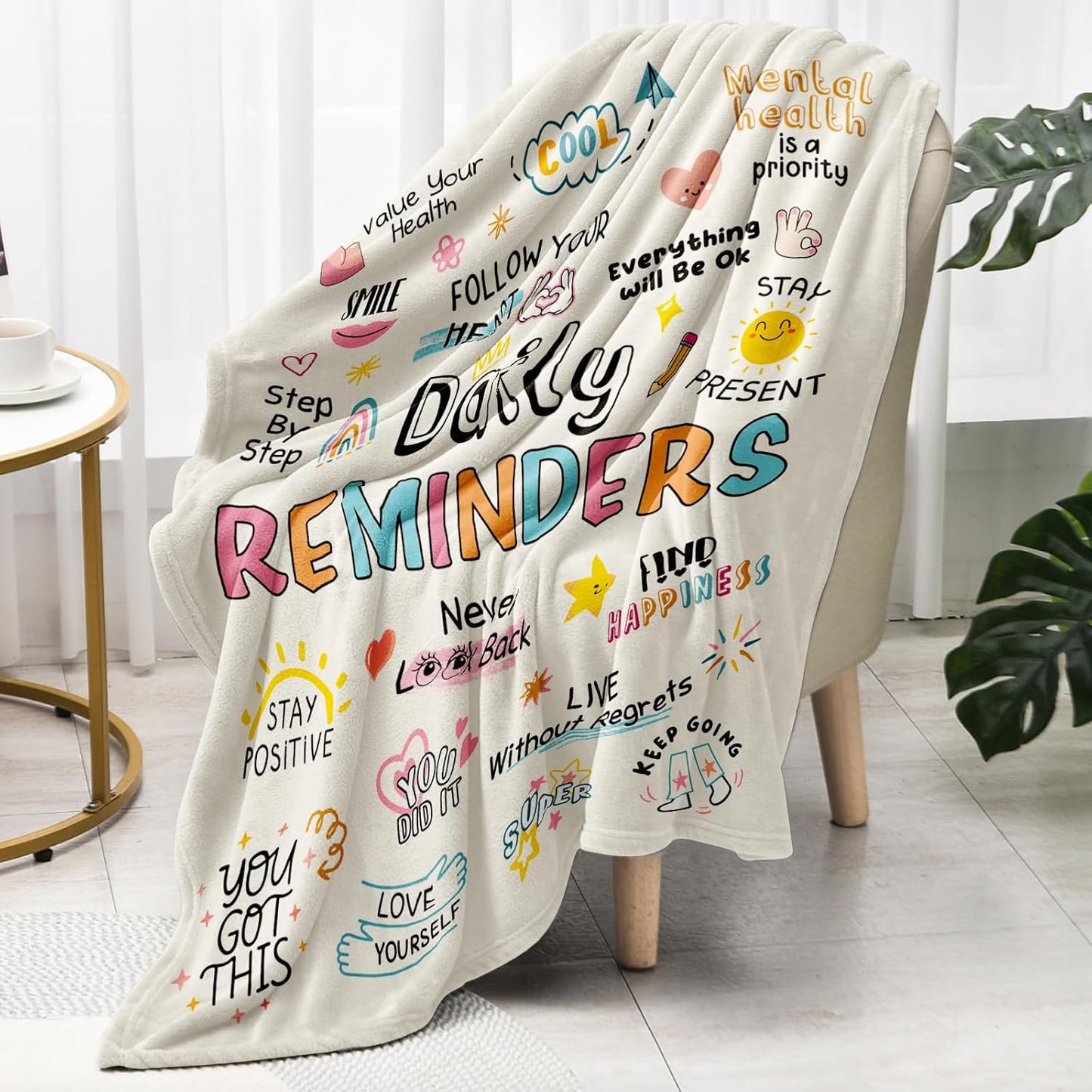 Inspirational Blanket Gifts for Women - Daily Reminders with Positive Affirmations, Encouragement Christmas Birthday Self Care Gifts for Women Sister Best Friend Coworker, 60"X50" Soft Cozy Throw