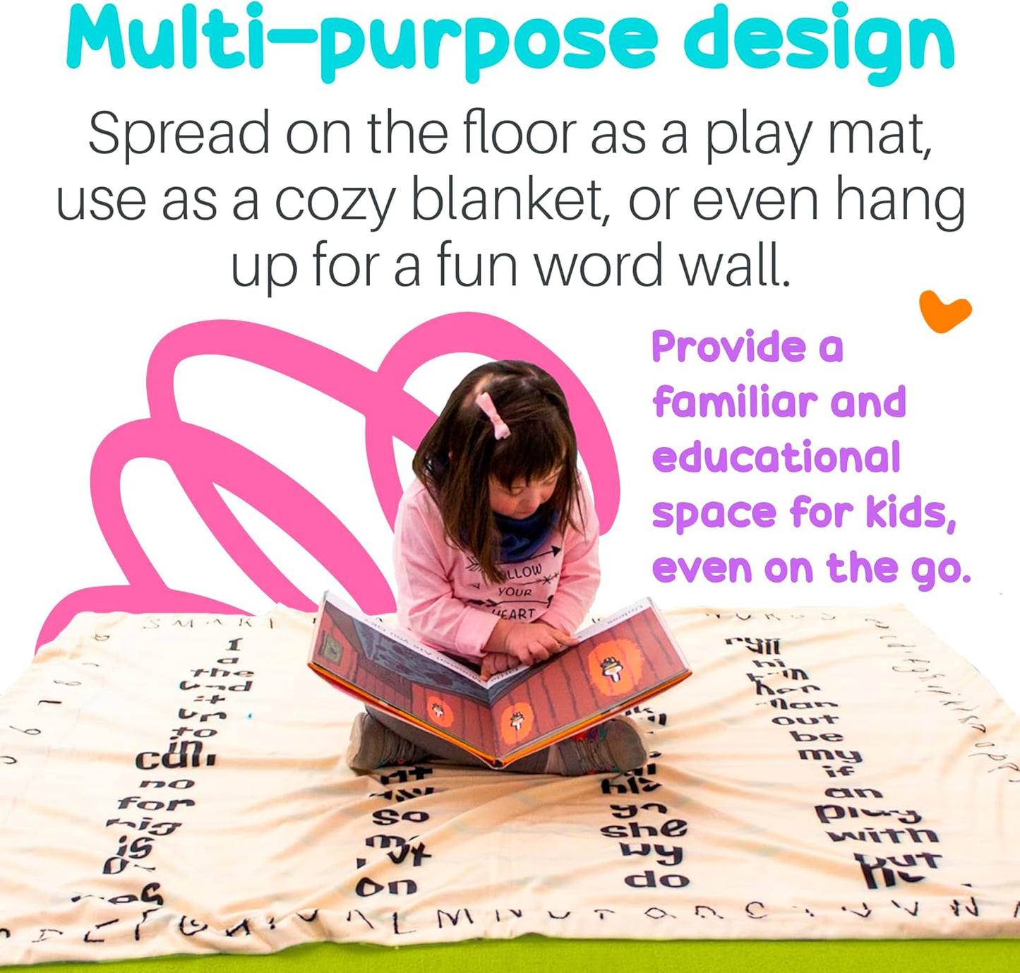 Birdy Boutique Learning Blanket® – Sight Words Edition – Soft ABC Blanket for Toddlers – 50" x 60" Educational Throw
