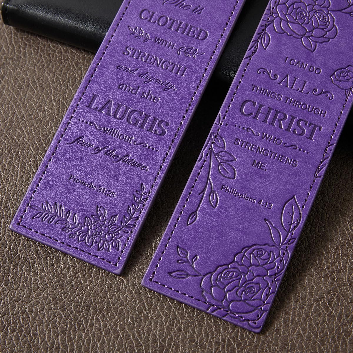 2 Pcs Christian Leather Bookmarks for Women, Purple Christian Gifts for Women Book Marks for Reading Women (Purple)