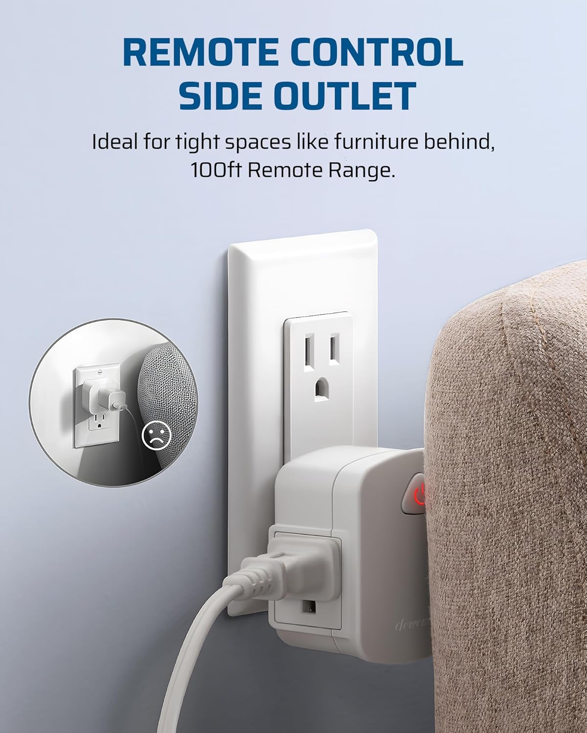DEWENWILS Remote Control Outlet, Upgraded Version Wireless Remote Light Switch for Lamp, Household Appliances, 15A/1875W, 100 FT Long Range, Compact Side Plug, ETL Listed, White…