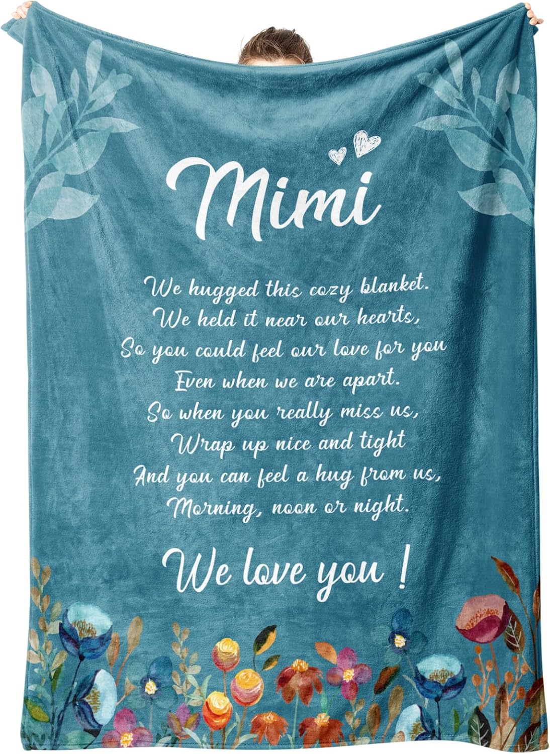Afterprints Mimi Gifts Blanket, Birthday Gifts for Mimi, Mimi Gifts for Grandma, Soft Flannel Throw Blankets 50" x 60"