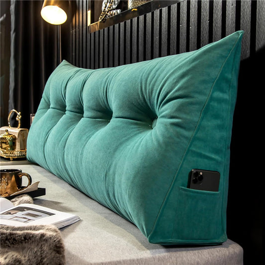 Triangle Headboard Pillow & Backrest Cushion - Removable Lumbar Support for Sofa & Bed, 120x50x20cm, Stylish Orange Decorative Pillow for Comfort & Relaxation (Green1 180 * 50 * 20cm)