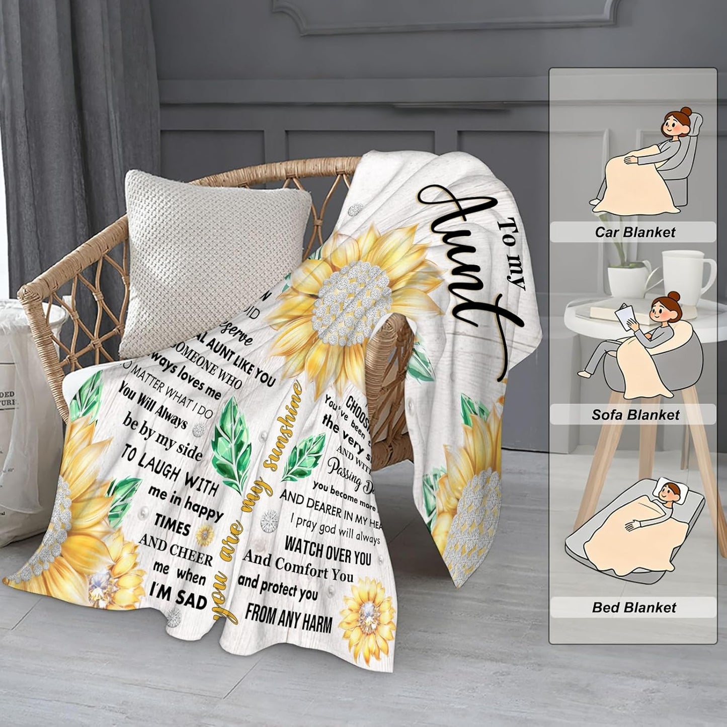 Aunt Gifts, Aunt Birthday Gifts, Aunties Blanket, Gift for Aunts from Niece Nephew, Auntie Gift Ideas, Birthday Thanksgiving Day Aunts Present, to My Auntie Throw Blanket 50" x 60"