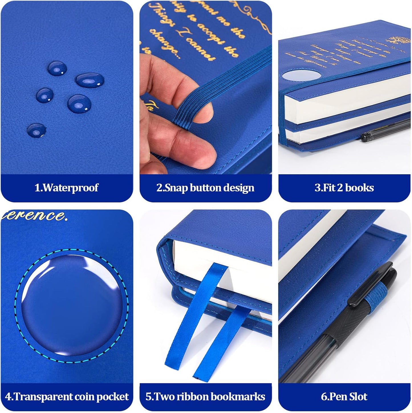 Premium Double AA Big Book Cover,PU Leather Book Cover with Coin Holder,Perfect for AA Big Book and 12 Steps & 12 Traditions