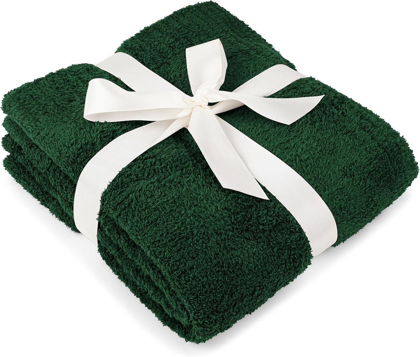 PAVILIA Super Soft Throw Blanket for Couch, Fluffy Cozy Lightweight Emerald Green Blanket, Fuzzy Warm Knit Blanket for Bed Sofa, Forest Green, 50x60