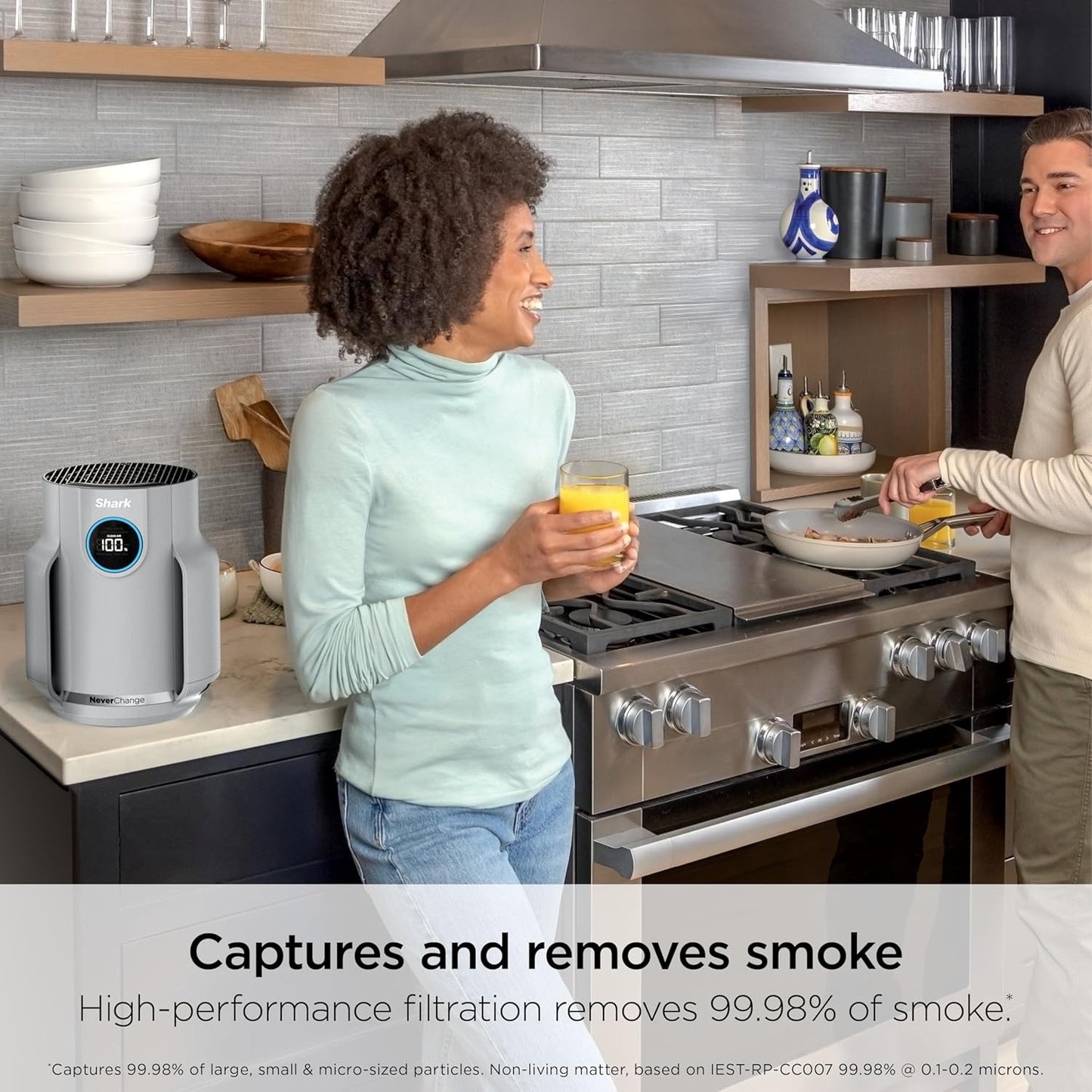 Shark Air Purifier for Home, NeverChange Compact Pro, for Bedroom, Nursery, Home Office, Dorm, HEPA-Exceeding Filter, Captures Pollutants, Pet Dander, Dust, Odor, Smoke, and More, HP071BRN, Winter Fog