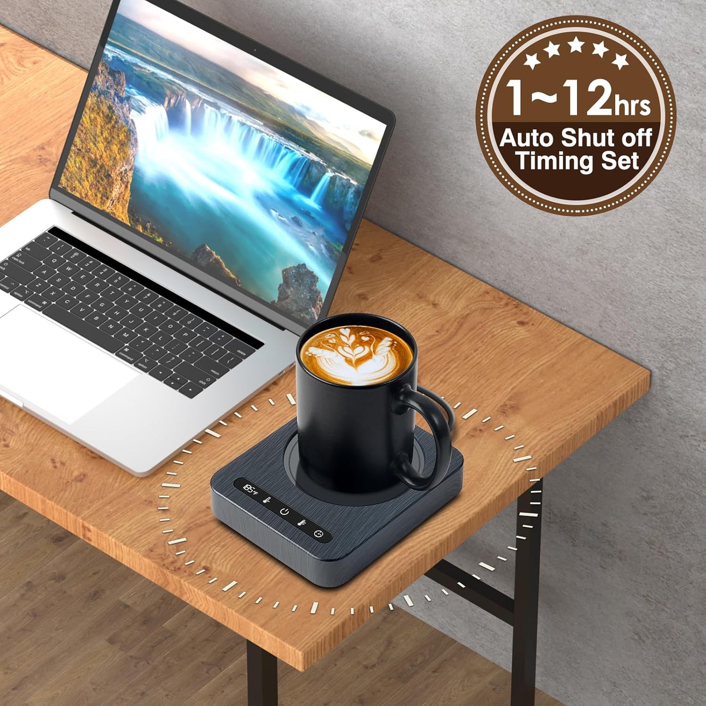 Coffee Mug Warmer,Coffee Warmer for Desk with Auto Shut Off,4 Temperature Setting&1-12H Timer,Smart Cup Warmer for Heating Coffee, Beverage, Milk, Tea and Hot Chocolate