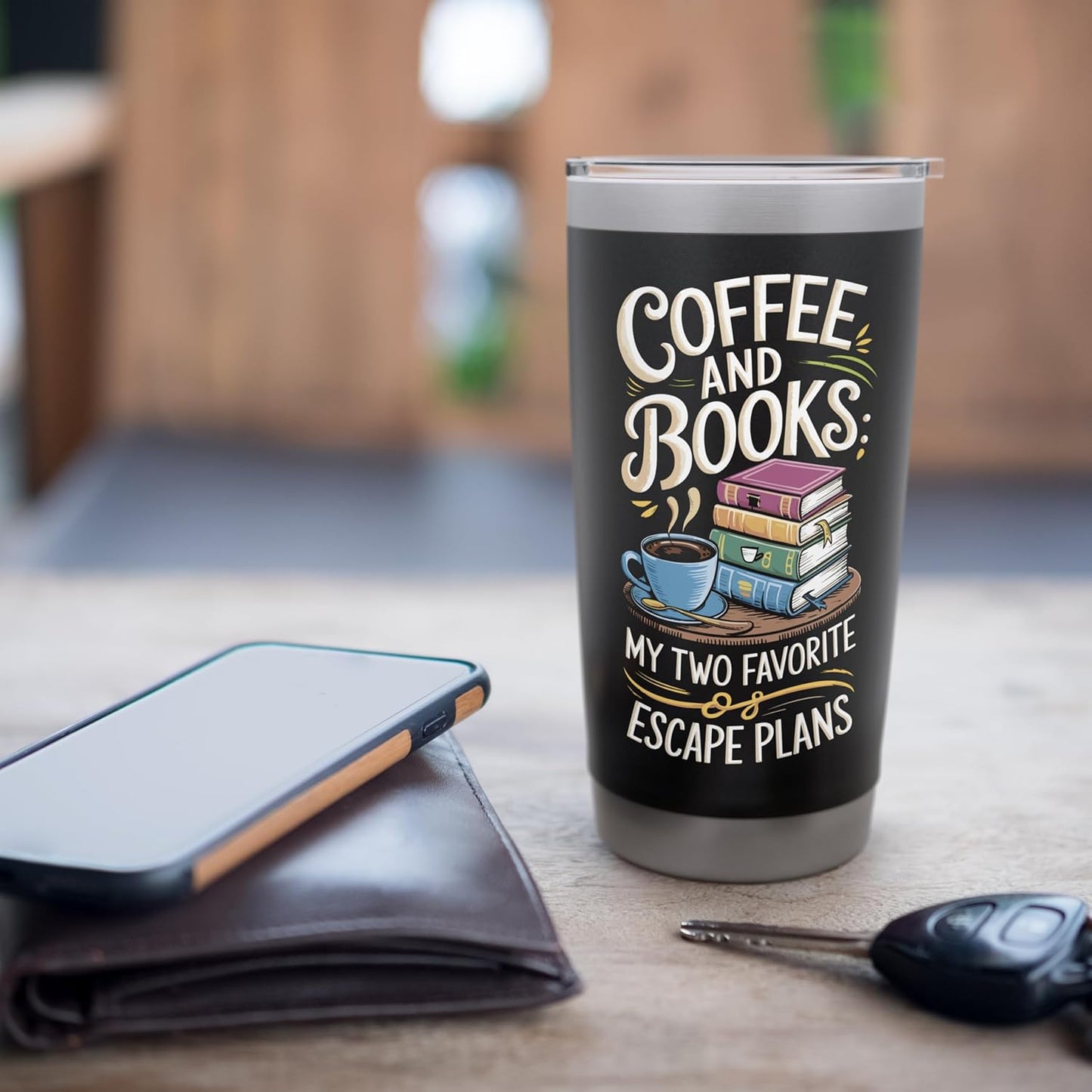 Coffee And Books Escape Plans Bookworm Bookish Books Reader Stainless Steel Insulated Tumbler