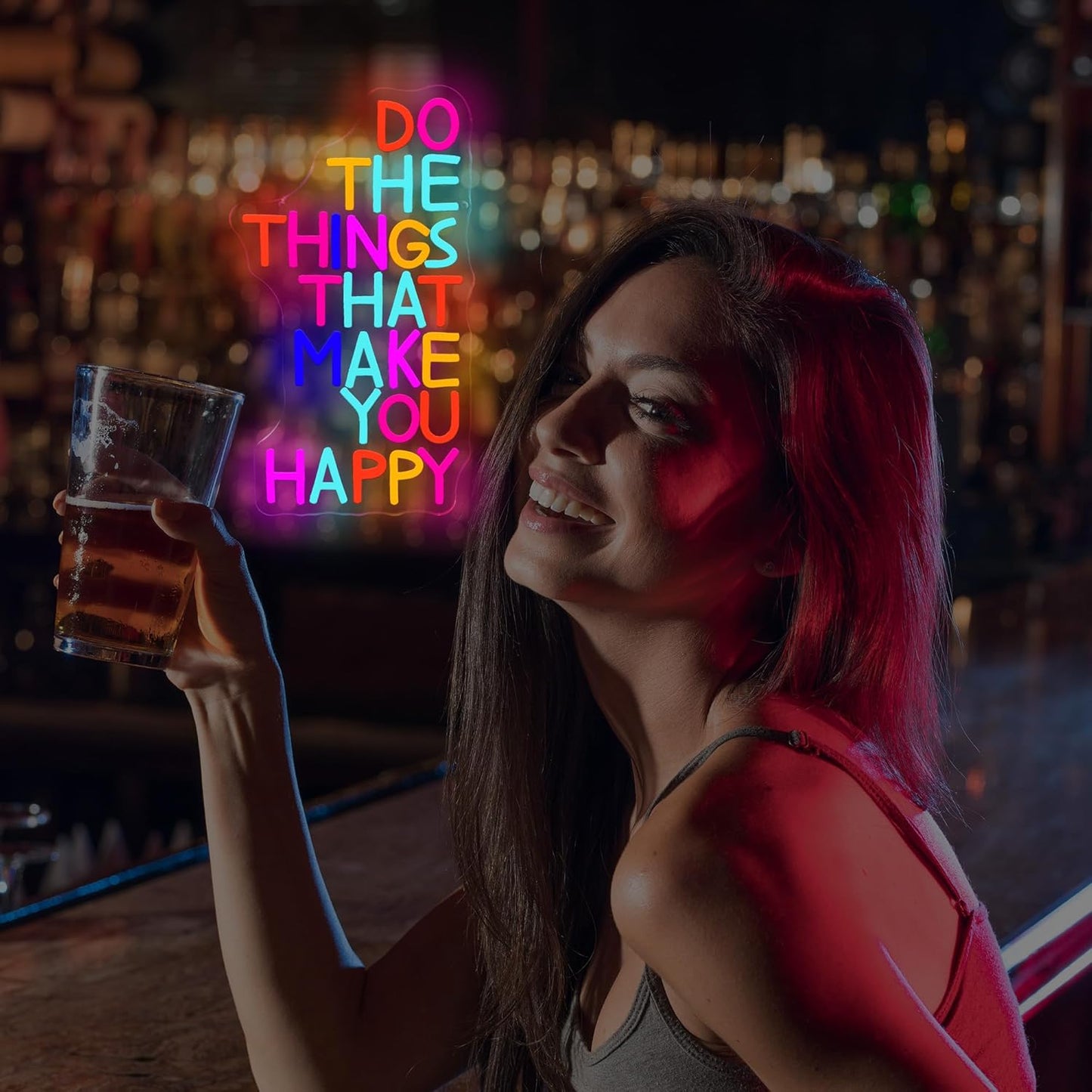 Do The Things That Make You Happy Neon Sign For Classroom Decor LED Classroom Lighting Wall Art Decor Holiday Birthday Gift
