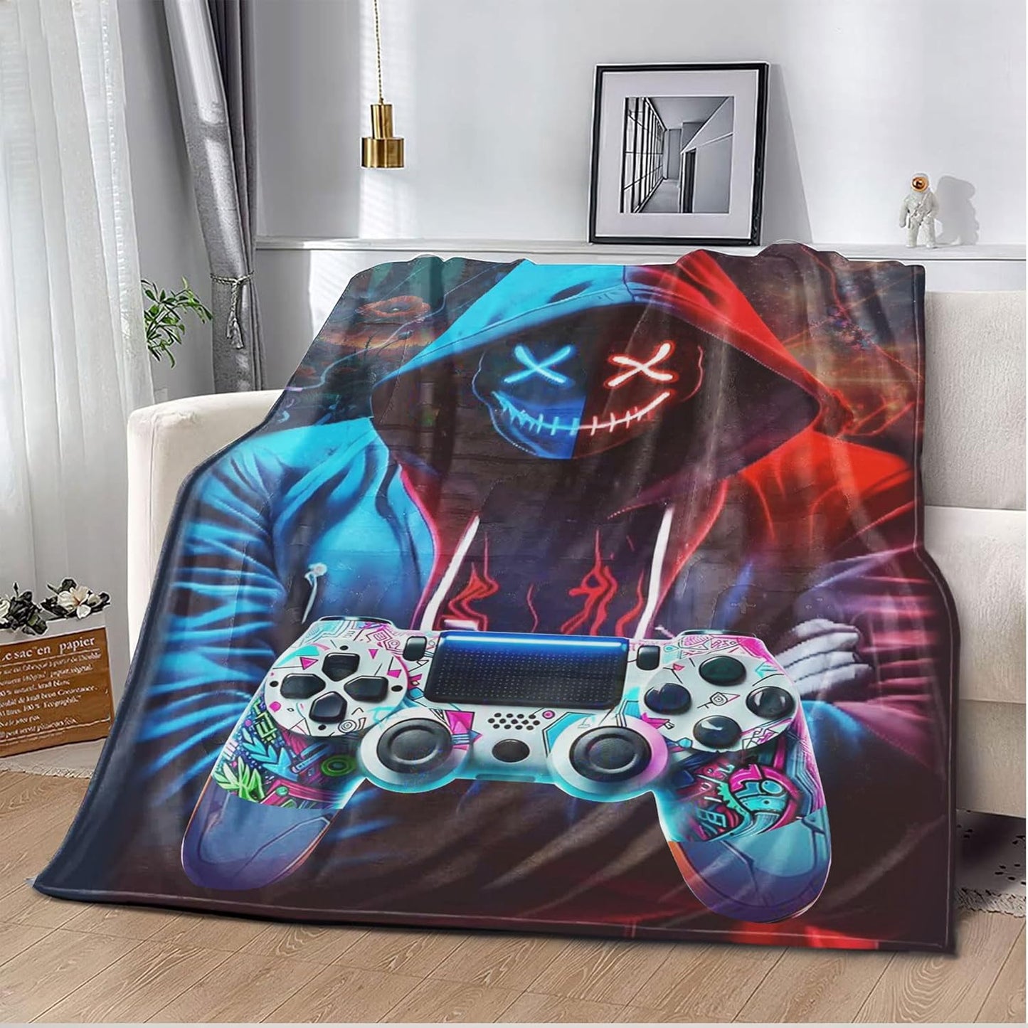 Gaming Throw Blanket, Boys Girls Gaming Blankets, Gaming Blanket for Boys Gifts for The Ultimat Gaming for Kids Teens Son Husbands Men Boyfriends Sofa Bedroom 60 X 50