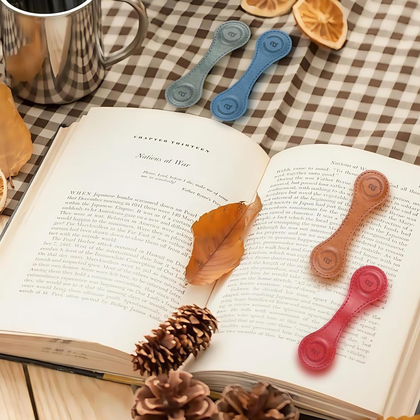 Personalized Magnetic Leather Bookmark with 26 Letters, Handmade Custom Initials, Timeless Vintage Design & Multi-Functional, Meaningful Gift for Women, Teachers, Book Lovers, Kids(Wine Red, A)