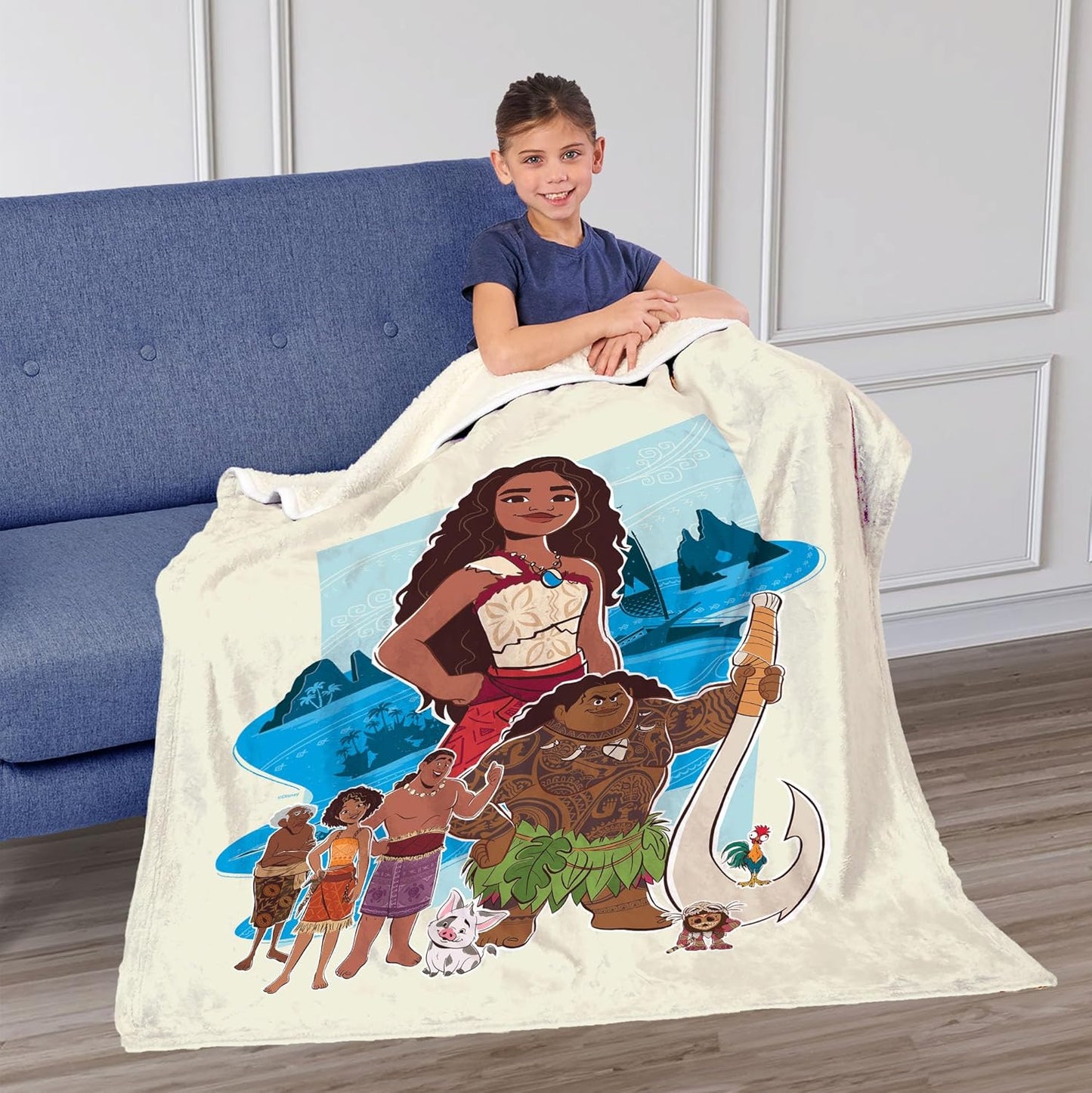 Disney Moana 2, Moana and Friends, Silk Touch Sherpa Throw Blanket, 50 x 60 Inches