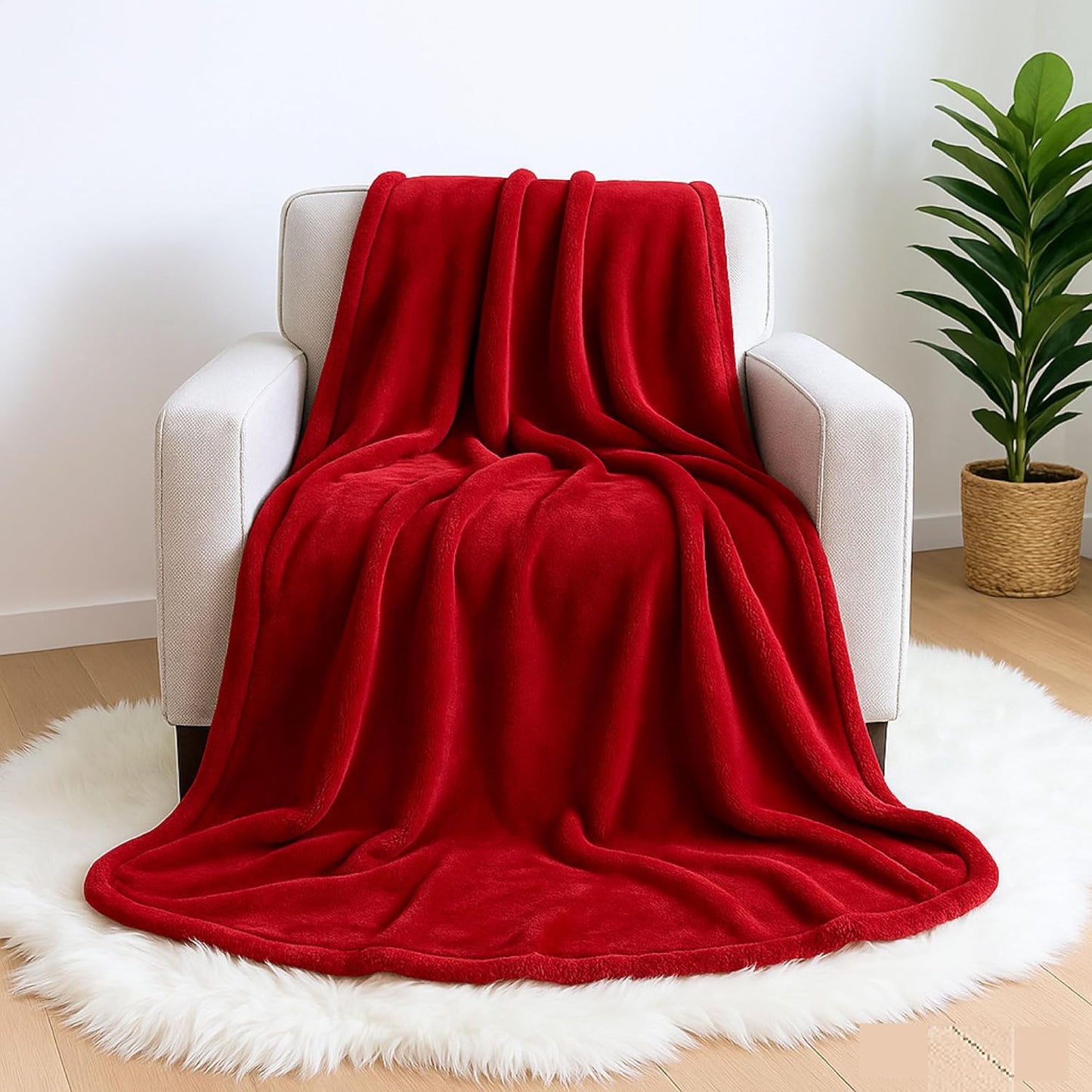 Polar Fleece Throw Blanket for Couch, Twin Bed, Chair, Kids, Adults, Pets 50x60 Soft Cozy Reversible Throw Blanket (Brick Red)