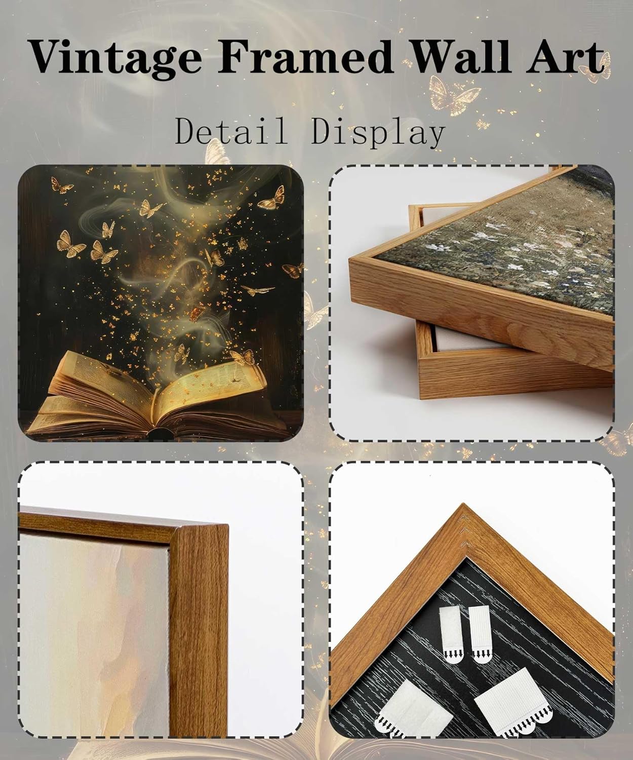 Framed Moody Victorian Bookish Wall Art Dark Academia Library Canvas Wall Decor Picture Vintage Reading Nook Butterfly Aesthetic Painting Poster Print for Gallery Library Bookstore Decoration 8x10in