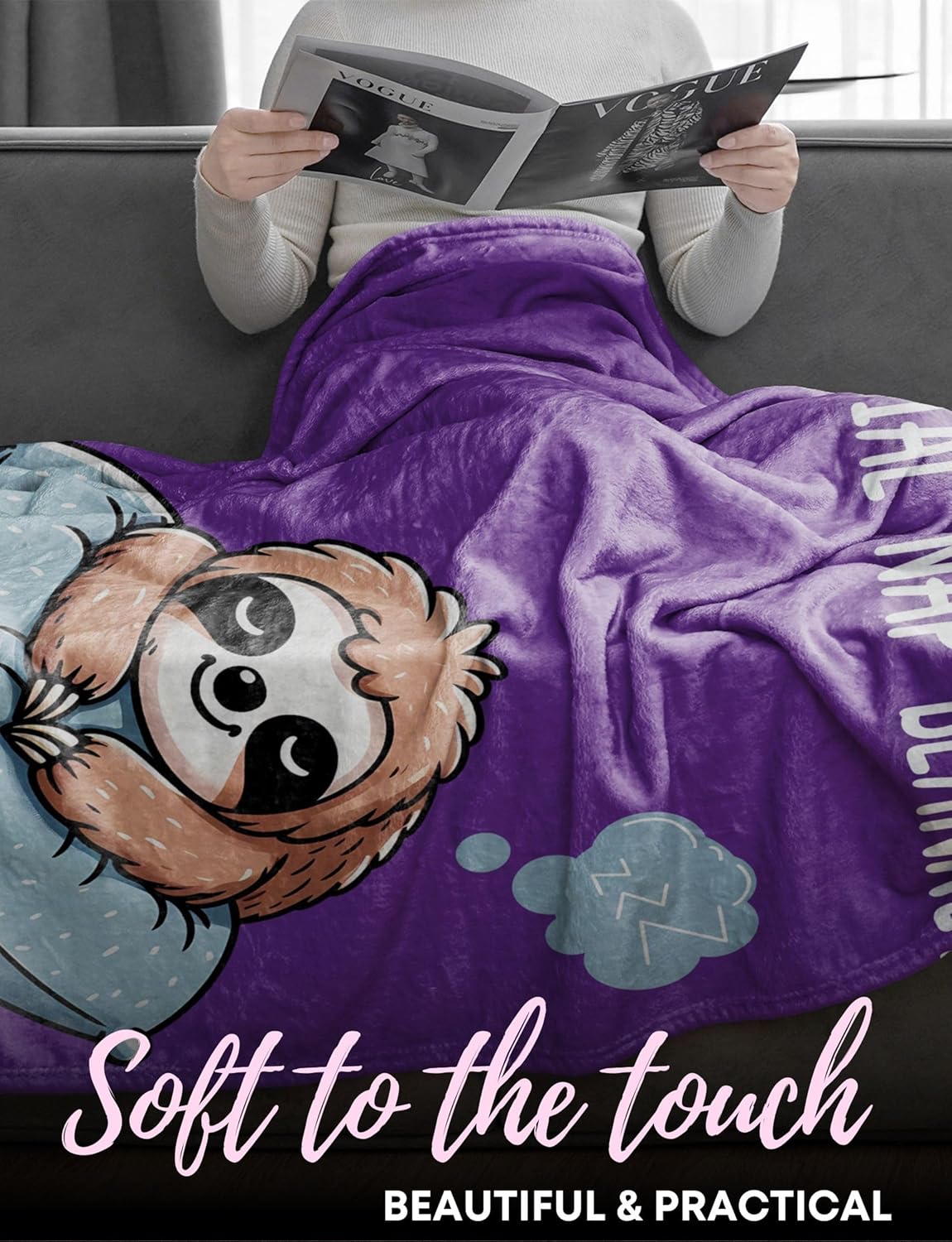 Counselor Gifts, Bed Flannel Plush Throw Blankets, Appreciation Gifts for Women on Birthday, Christmas, 50"x 65", Purple, Nap Blanket