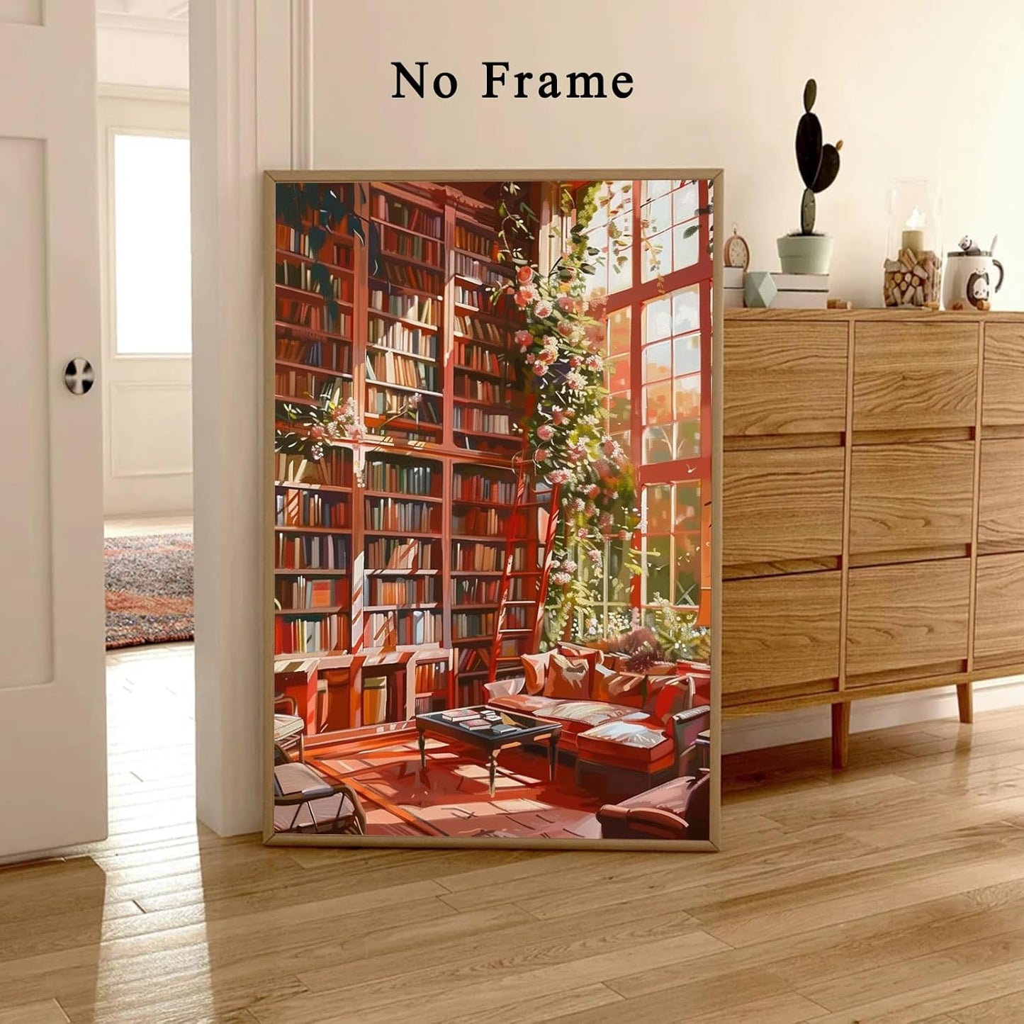 library wall art modern library poster Watercolor Books wall art Aesthetic Book Poster pink flower watercolor art Watercolor Aesthetic Paintings Aesthetic library art Reading Poster 16x24inch No frame
