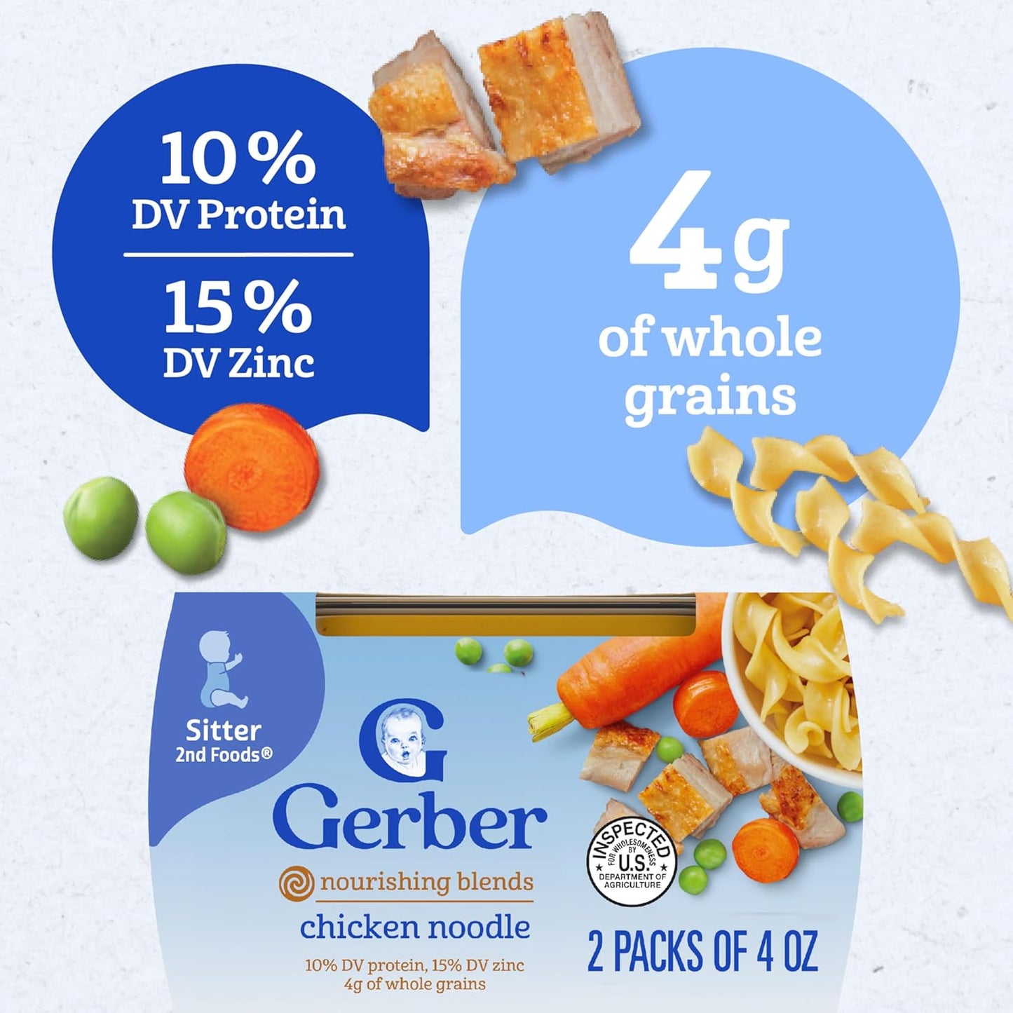 Gerber Stage 2 Baby Food, Nourishing Blends Tubs, Baby Puree, Variety Pack, 32PK