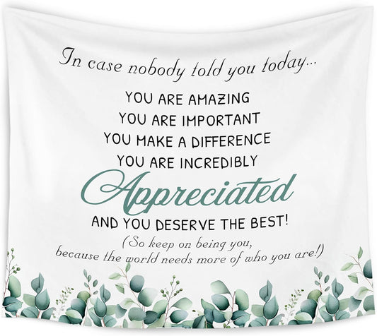 WARDOS Sage Green Inspirational Tapestry, Eucalyptus Leaf Motivational Tapestry Wall Hanging, Positive Affirmation Wall Blanket Decor for Home Bedroom Living Room, 50x60 Inch