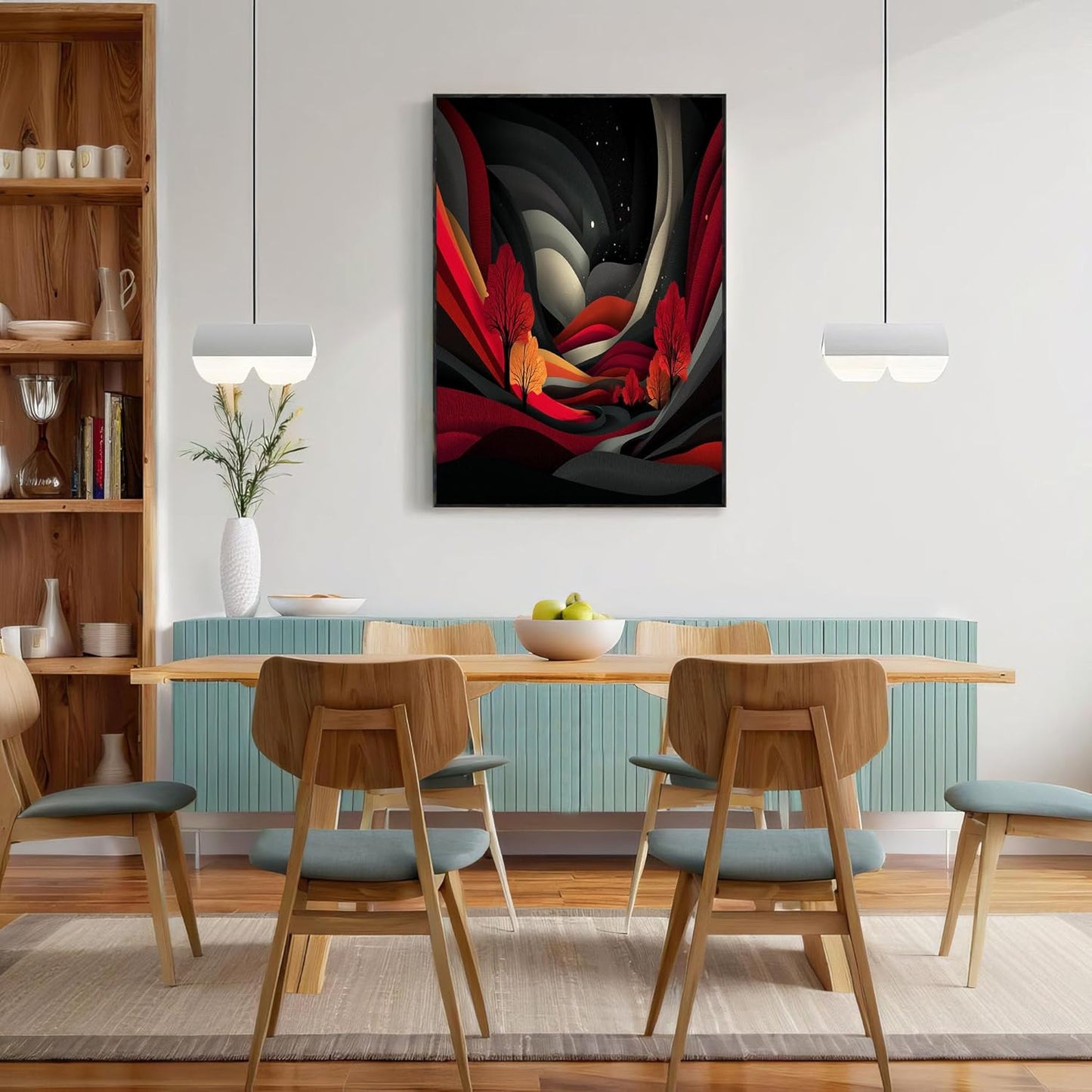 GDJSMIN Abstract Art Style Wall Art, Geometric Wave Pattern Poster for Reading Room Living Room Decor 12x 16 inch Unframed