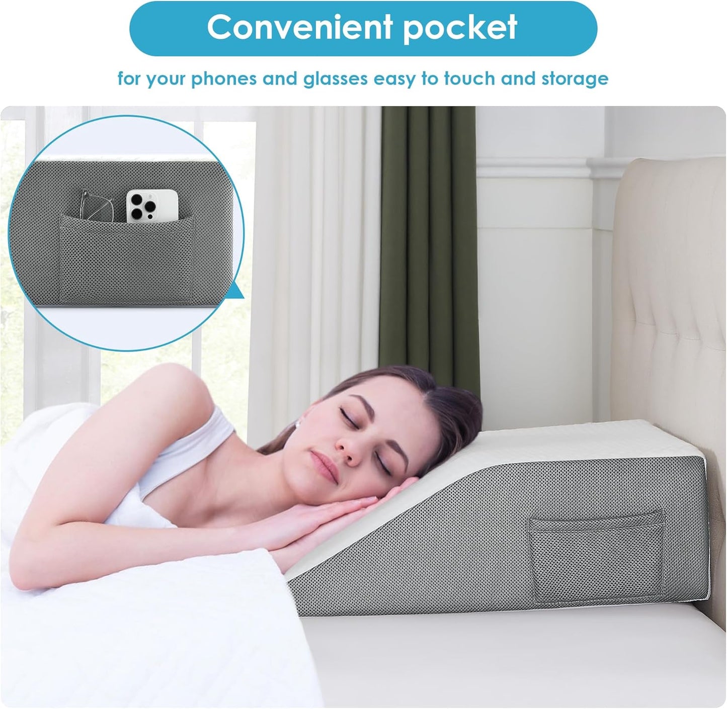 Cozymaker Adjustable Leg Elevation Pillows for Swelling, Cooling Gel Memory Foam Wedge Pillows for After Surgery, Sciatica Back Knee Hip Ankles Pain Relief, Leg Pillows for Sleeping