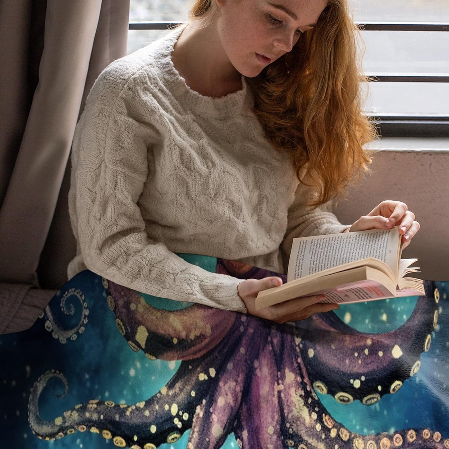 Octopus Fleece Throw Blanket Lightweight Super Soft Flannel Bed Blanket Perfect Home Decor for Couch Chair Sofa Living Room 80"X60" Large