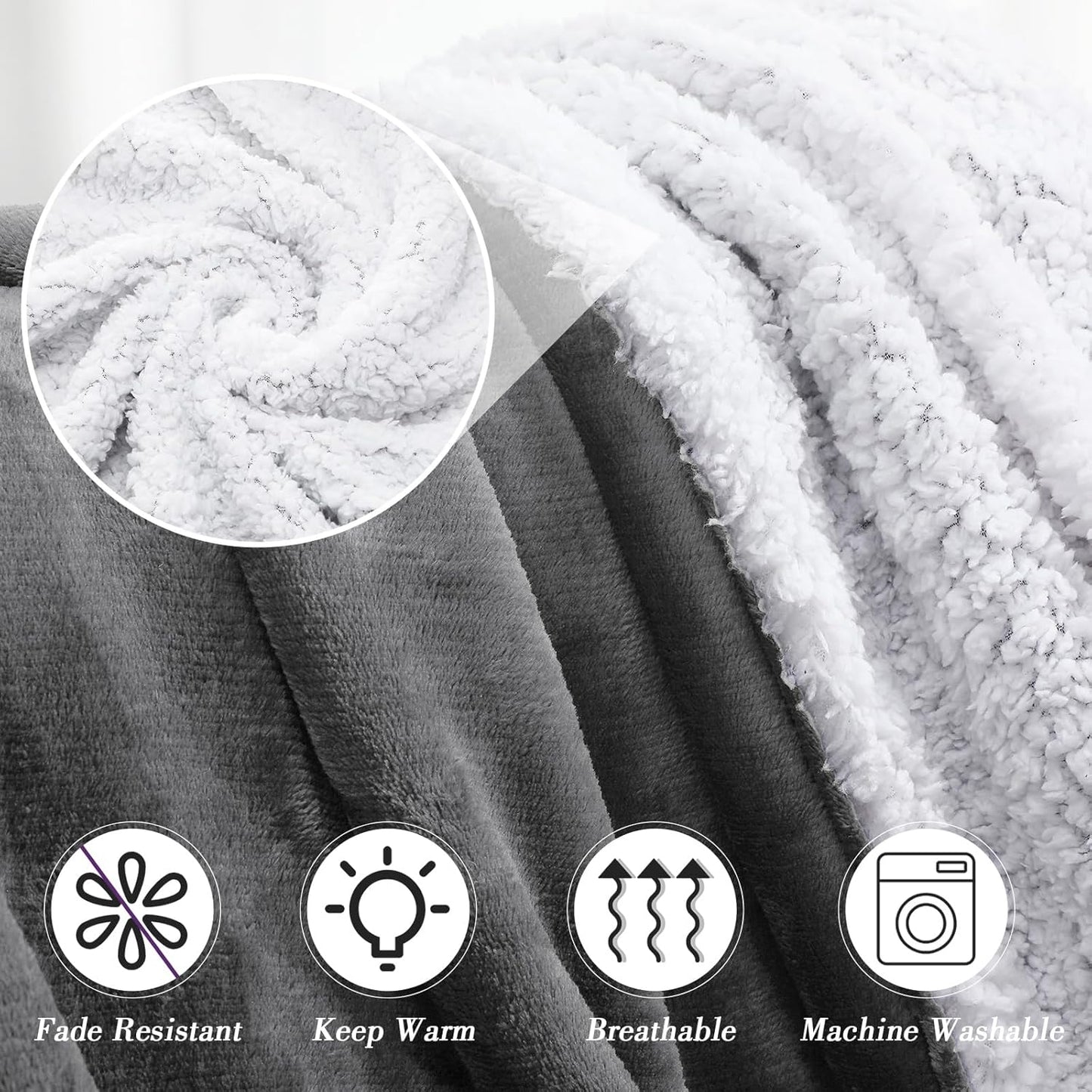 Moukeren Hug Sherpa Blanket for Women Men 60"x80" Healing Fleece Prayer Throw with Motivational Quotes Encourage Gift for Disabled Elderly Bedridden Hospital Chemo Patient Cancer Care Gift(Light Gray)