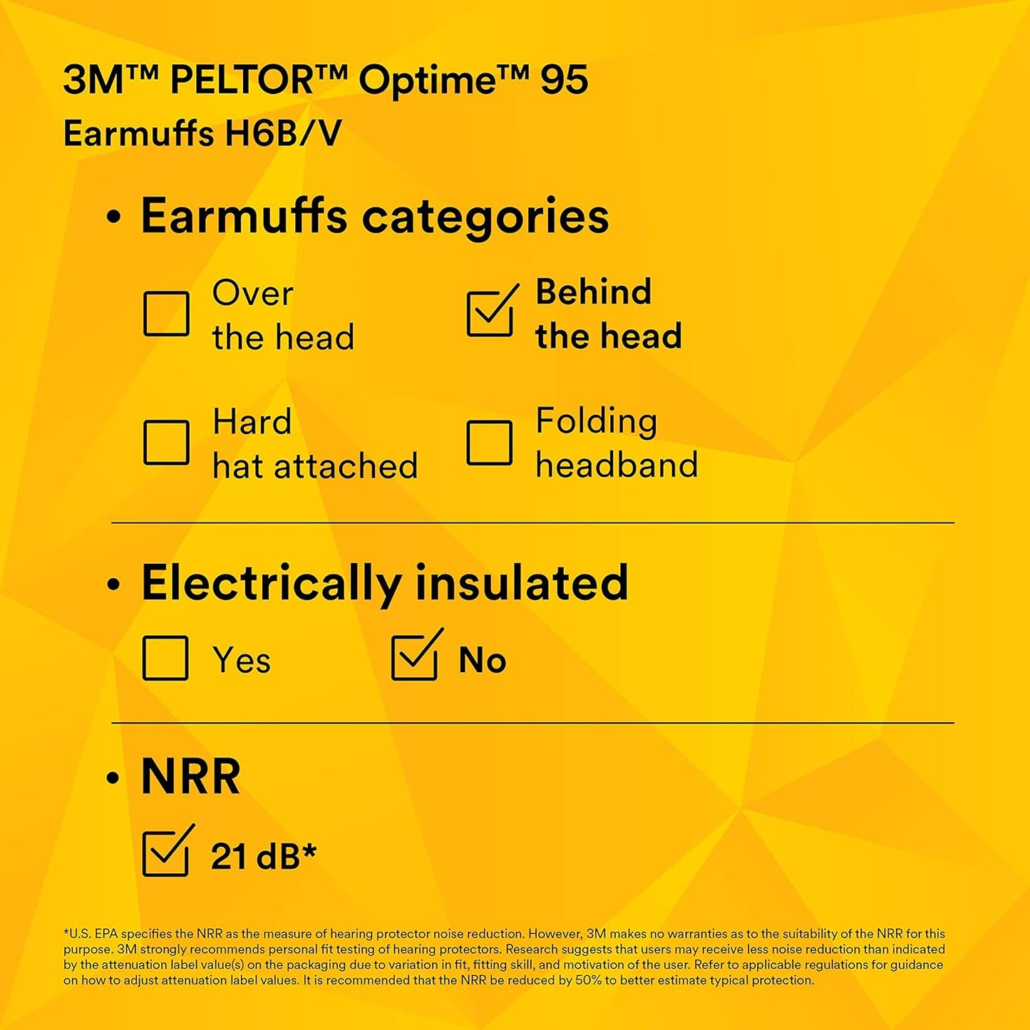 3M PELTOR Hearing Protection Optime 95 Earmuffs, Adjustable Earcups, E-A-Rfit Compatible, Stainless Steel