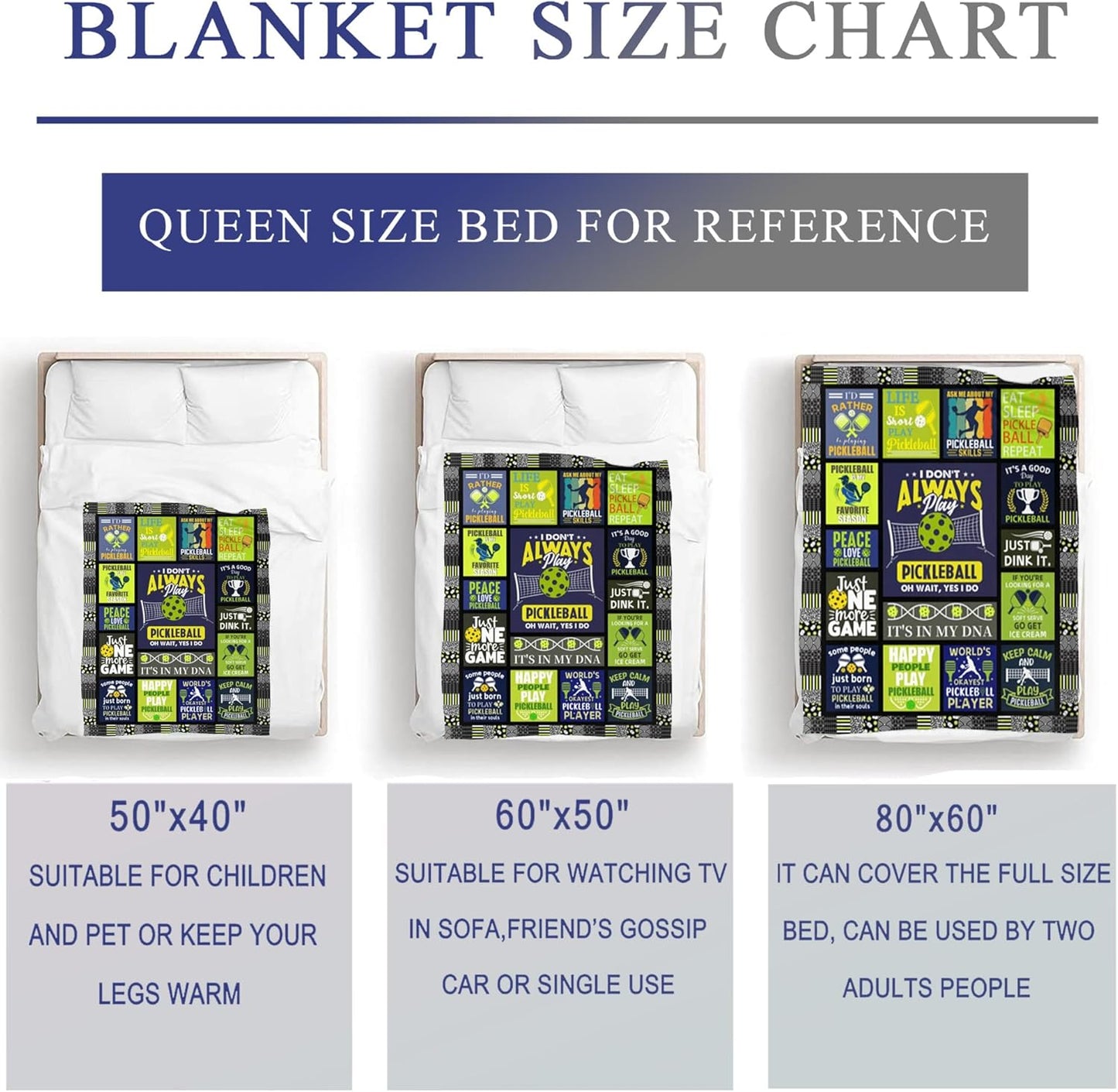 Pickleball Blanket，Pickleball Blanket Gifts，Pickleball Gifts for Women Men，Gifts for Pickleball Lovers，Pickleball Accessories Gifts for Women, Best Pickleballl Team Gifts 50"x40"