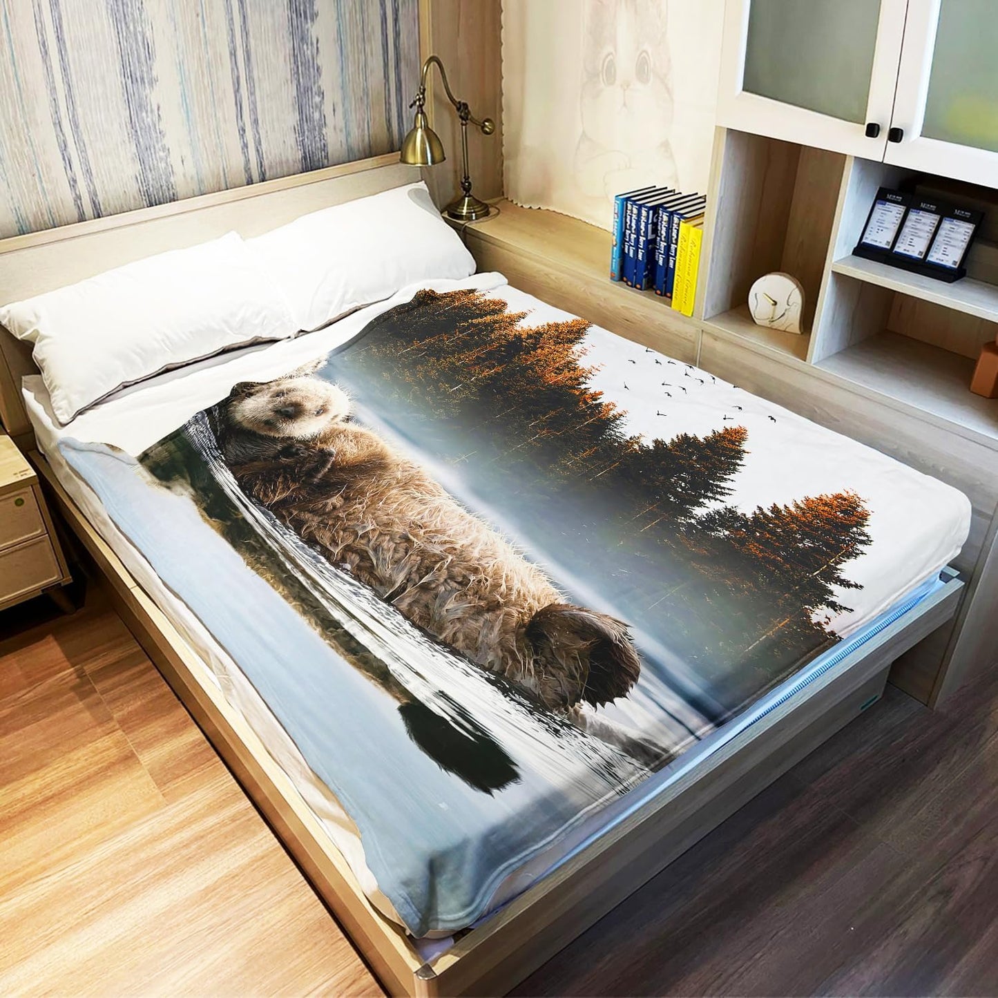 HommomH 60"x80" Sea Otters Blanket Soft Fluffy Fleece Throw for Couch Sofa Bed