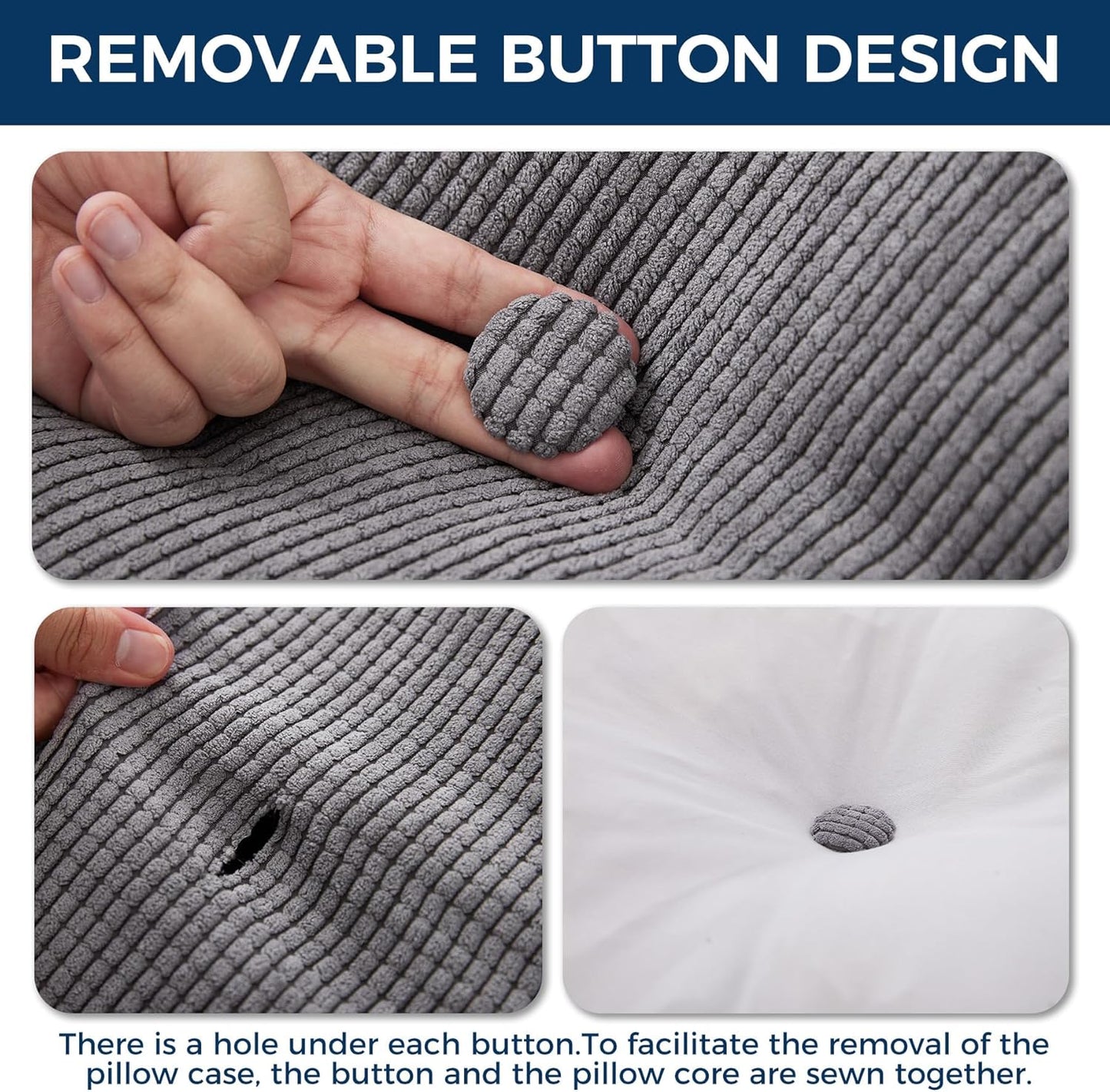 Headboard Pillow King, Triangle Pillows for Headboard, Head Board Backrest Wedge Pillow for Reading Sitting Working, Daybed Pillows with Removable Cover for Bed Dorm Sofa, Dark Grey