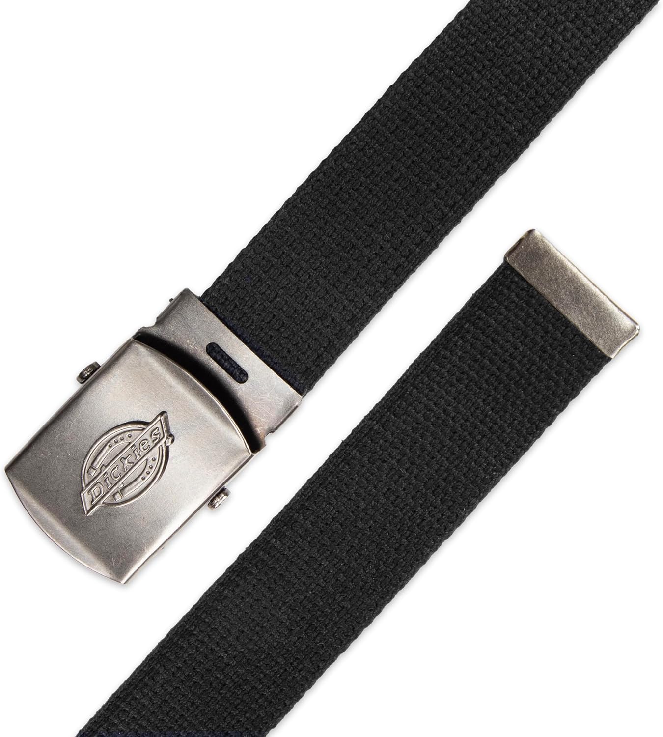 Dickies mens Fabric Web Plaque Logo Buckle Belt - One Size Cut-to-fit- Fits Up to Size 42" Waist