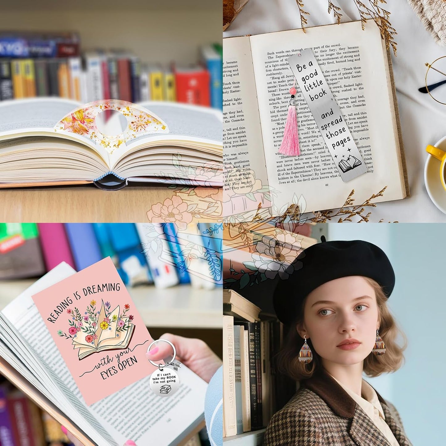 Book Lover Gifts for Women, Bookish Gifts with 20 Oz Tumbler Socks Tote Bag Makeup Bag Page Holder Bookmark Keychain Earrings