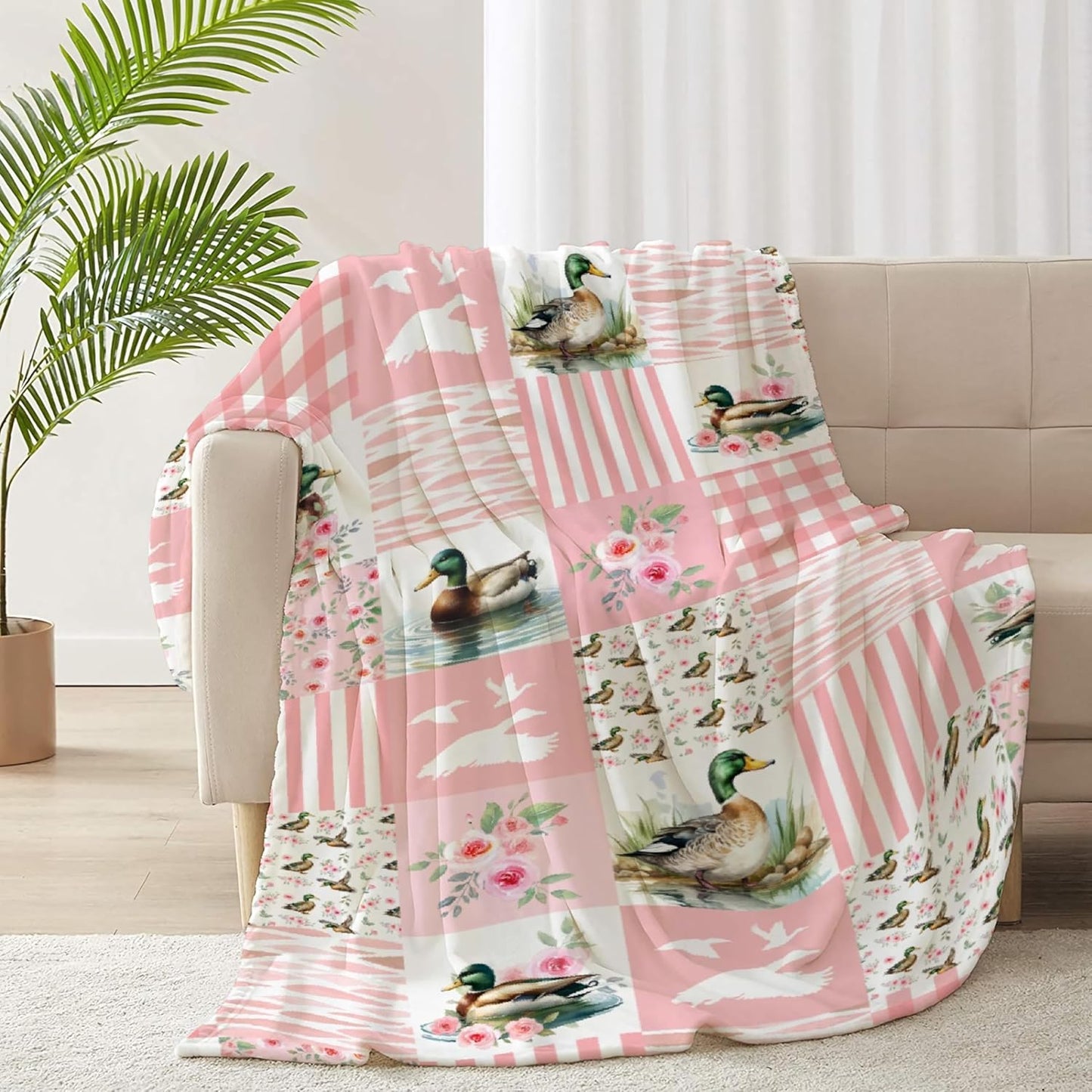 Mallard Duck Blanket, Wild Animal Duck Pattern Throw Soft Fuzzy Flannel Blanket for Bed Couch Sofa Home Decor 50"x40" for Child