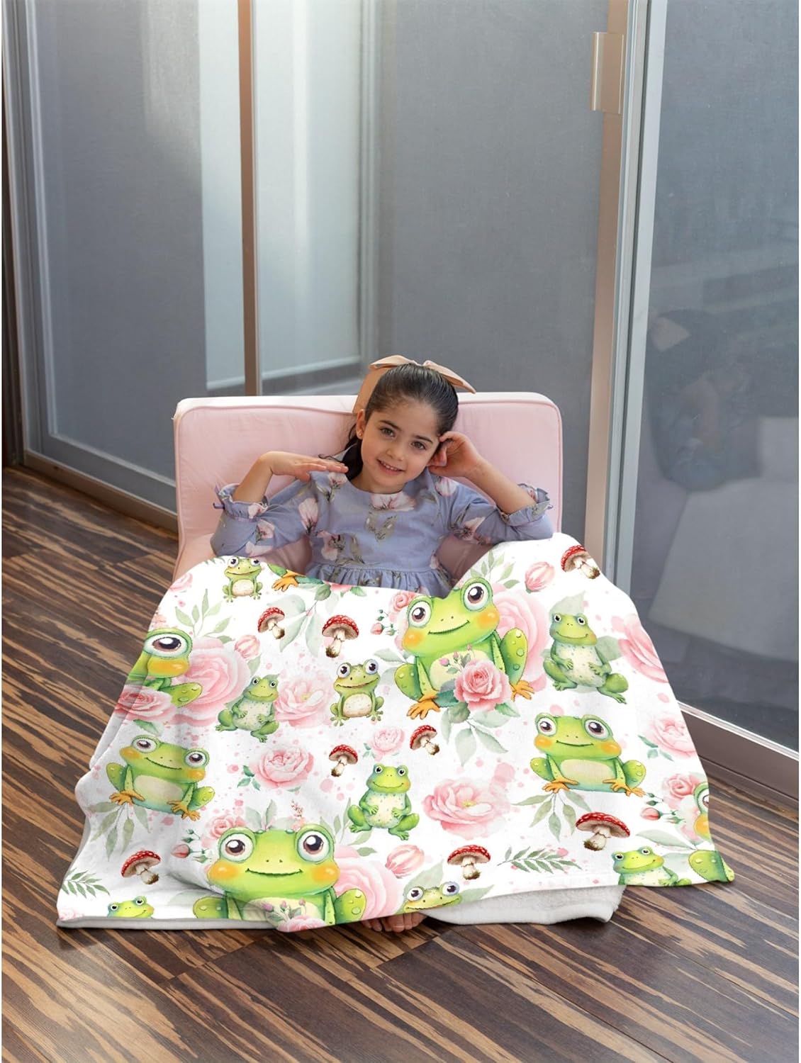 Frogs Mushroom Blanket Gifts for Boys Girls, Ultral Soft Microfiber Lightweight Frogs Throw Blanket for Couch Travel 40"x50" for Kids