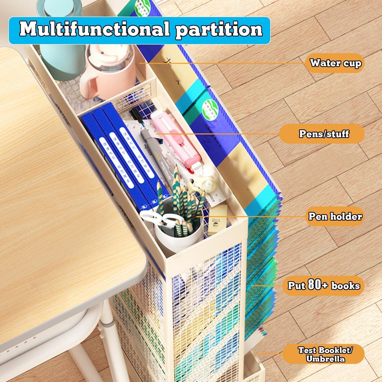 3-6 Tier Metal Rolling Book Cart, Narrow Mobile Bookshelf, Modern Free Standing Storage Rack for Books, Magazines, and Mail, Space-Saving Organizer.