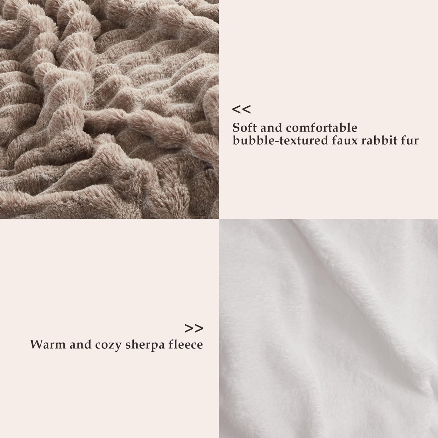 50x60 Inches Ultra-Soft Fuzzy Faux Fur Plush Throw Blanket - Thick, Warm Sherpa for Couch, Sofa, Bedroom, Camping - Decorative Blanket for Cozy Warmth, Bubble Brown