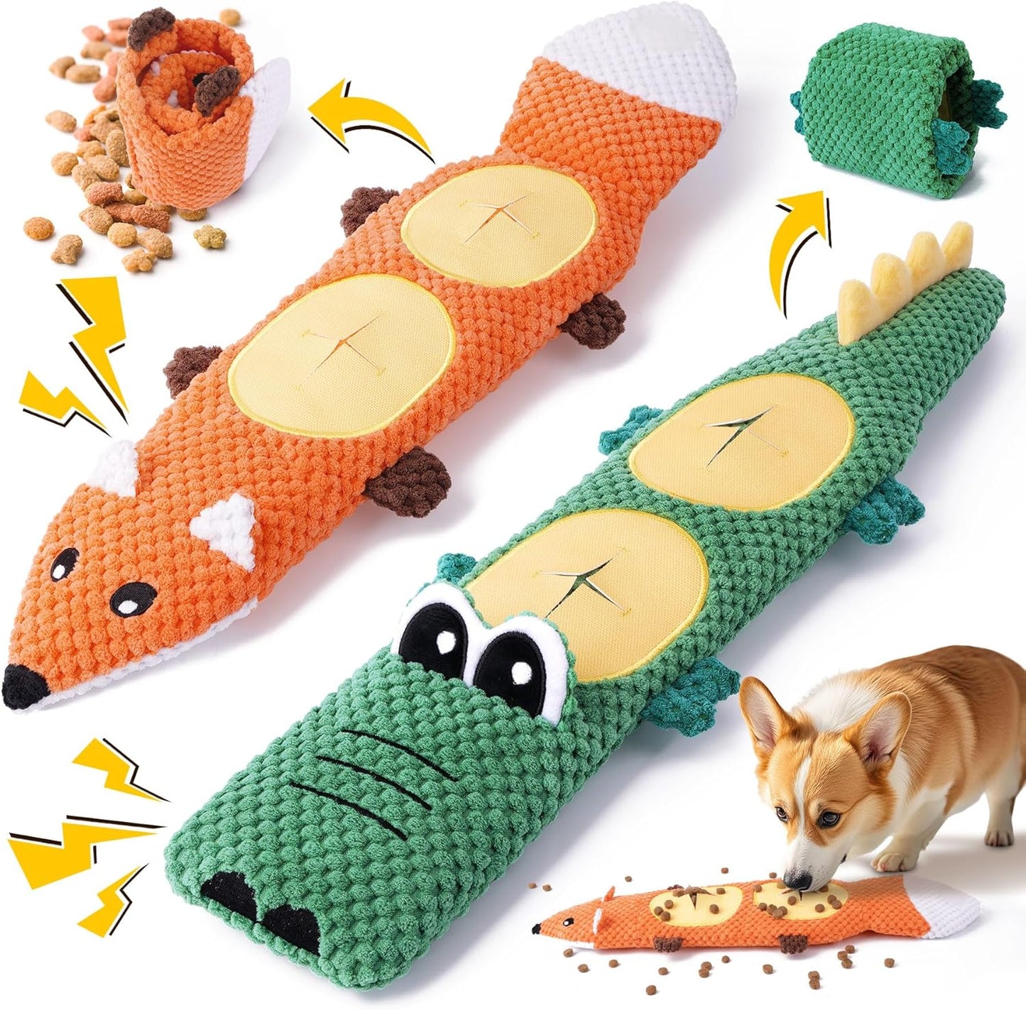 XIUGOAL Dog Toys for Aggressive Chewers, 2 Pack No Stuffing Interactive Dog Toys for Boredom and Teething, Squeaky Chew Toy for Small, Medium Breed to Keep Them Busy