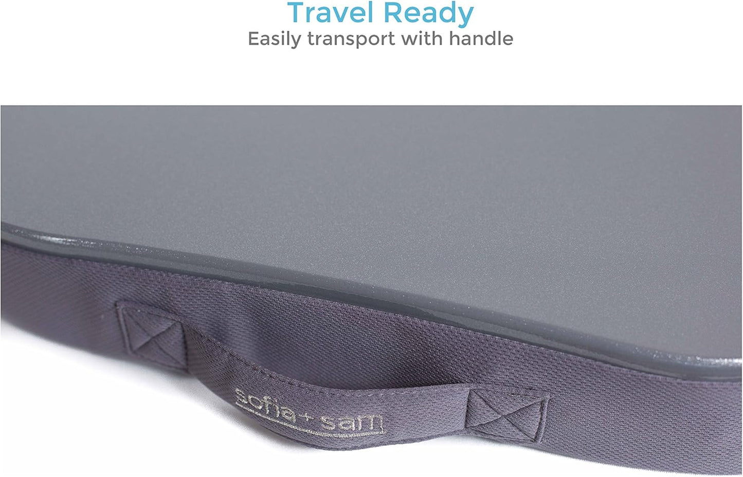 Sofia + Sam Mini Lap Desk with Memory Foam Cushion | Handle | Fits Laptops Up to 15" | Work from Home | Silver | Portable Travel Desk | Reading Writing and Coloring