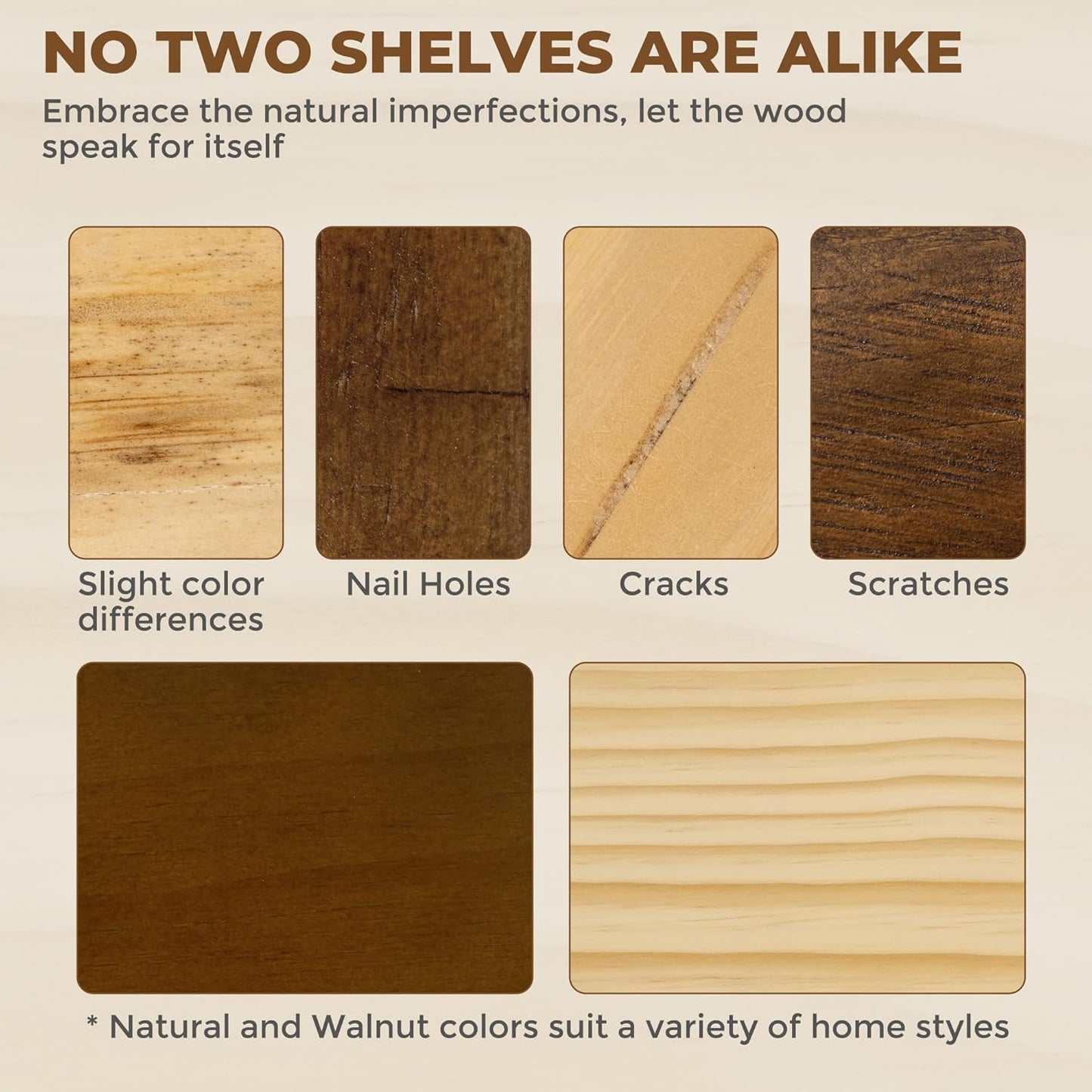 RICHFOCUS Live Edge Wood Floating Shelves for Wall 48" Natural Solid Wood Wall Mounted Shelf|8 Inch Deep Wooden Floating Shelves with Invisible Bracket for Bathroom Kitchen Room|1Pcs, Natural