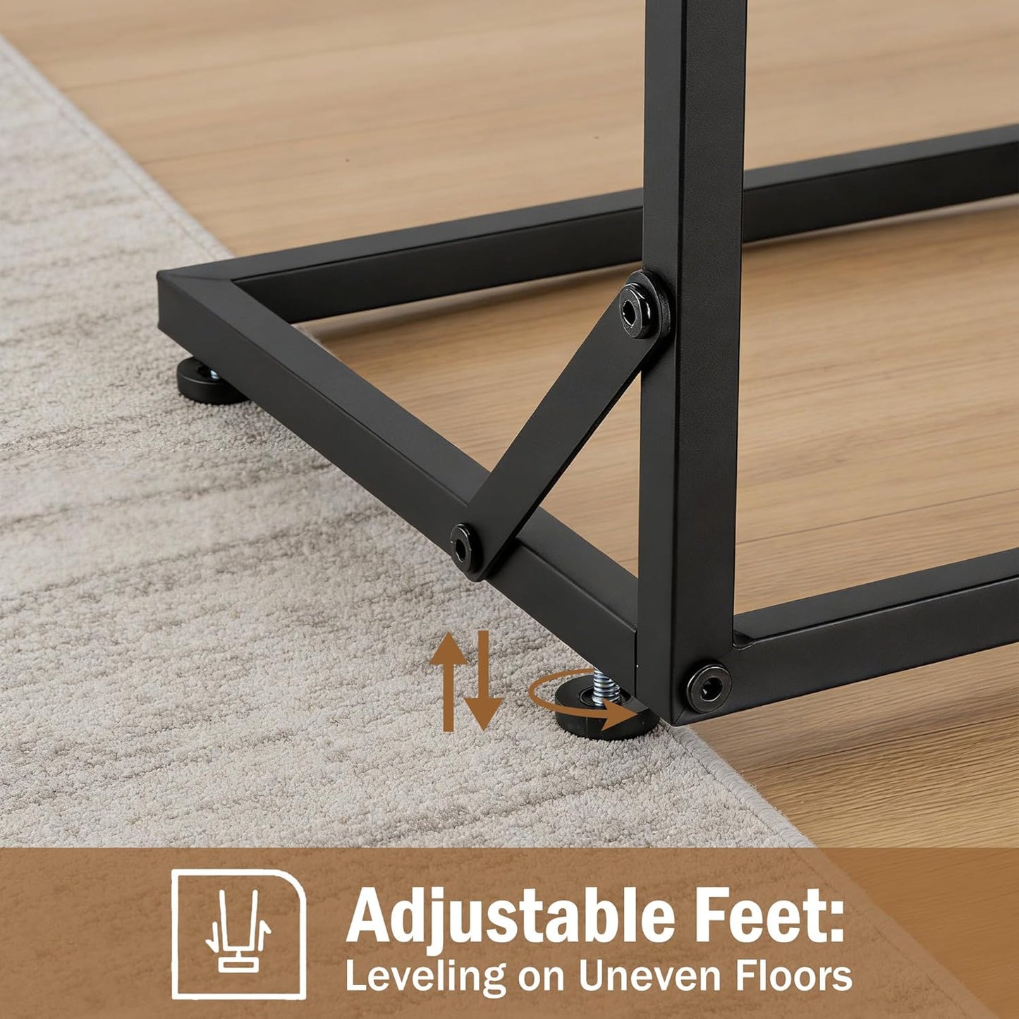 C-Shaped End Table — Slide-Under Sofa, for Laptop / Coffee / Snacks, Easy Assembly, Modern Design